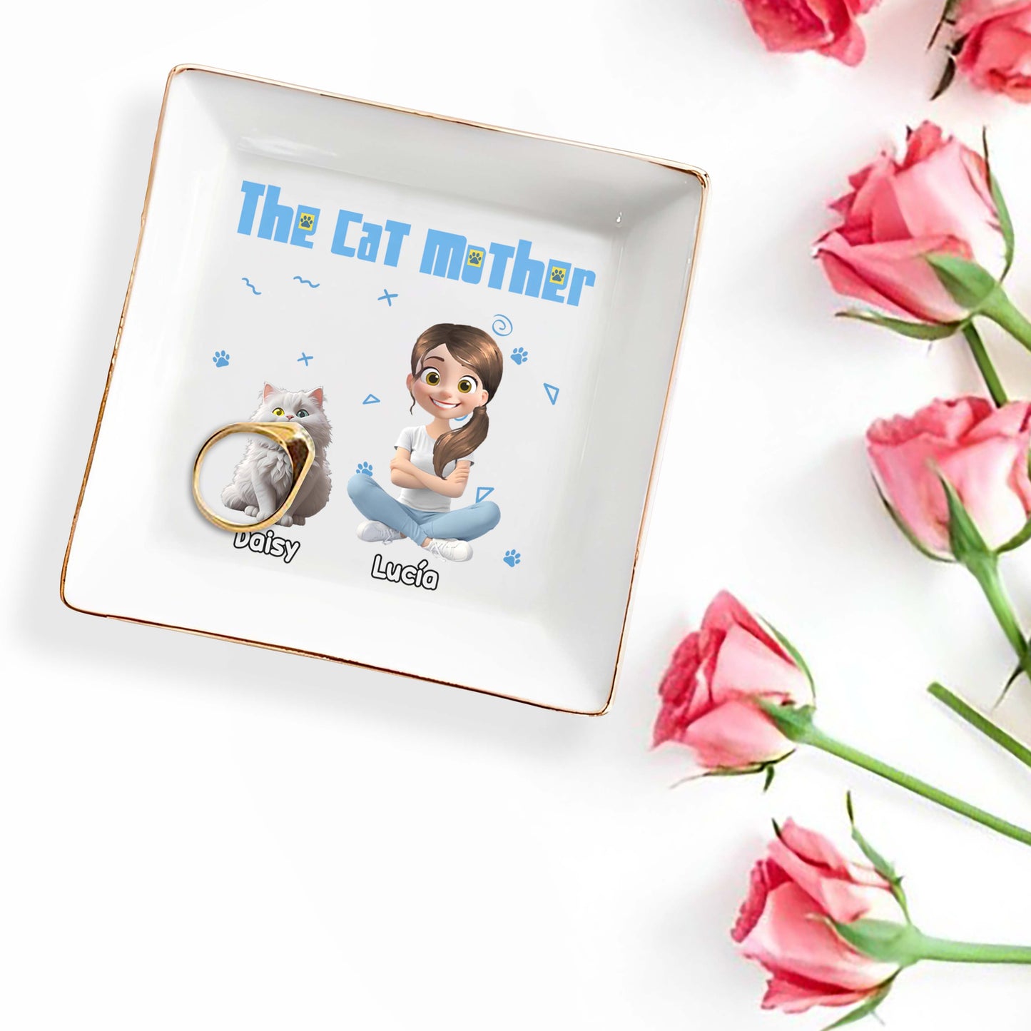 The Cat Mother, Ceramic Square Dish