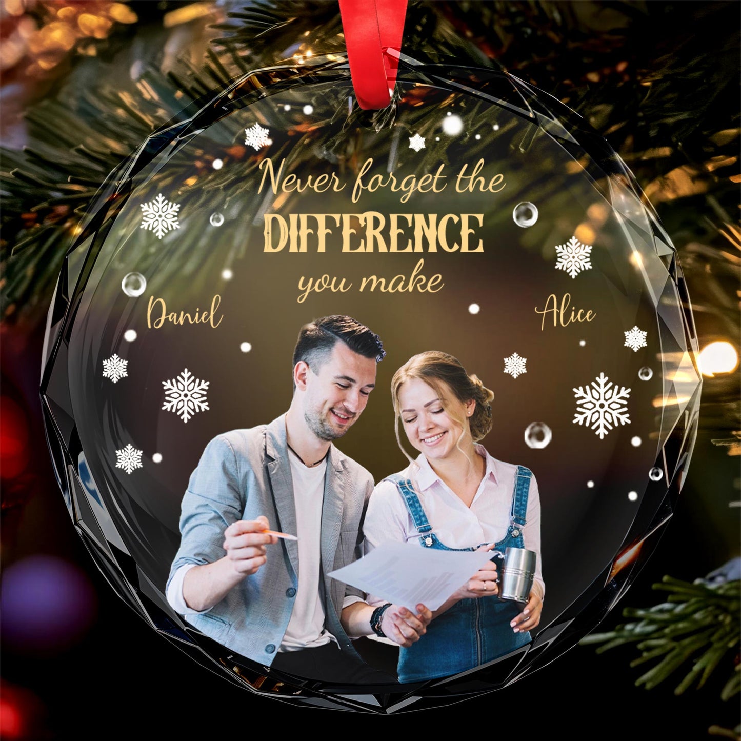Never Forget The Difference You Make Snowflake Ornament
