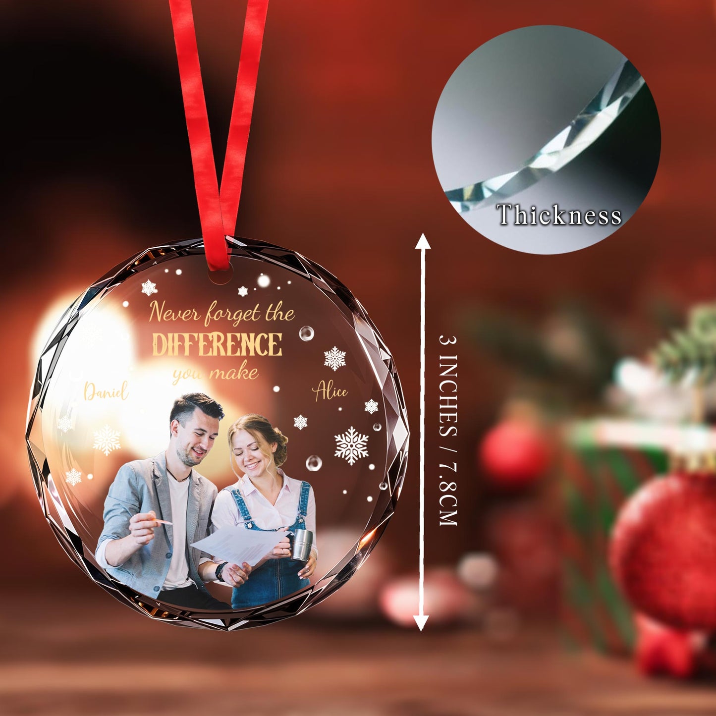 Never Forget The Difference You Make Snowflake Ornament