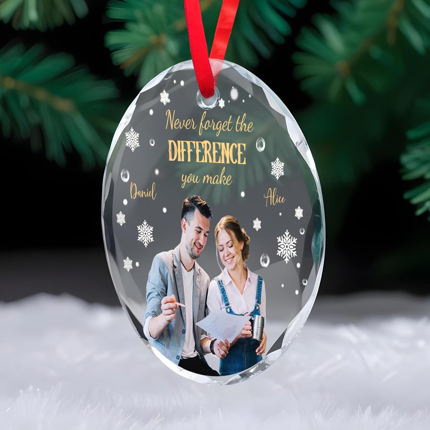 Never Forget The Difference You Make Snowflake Ornament