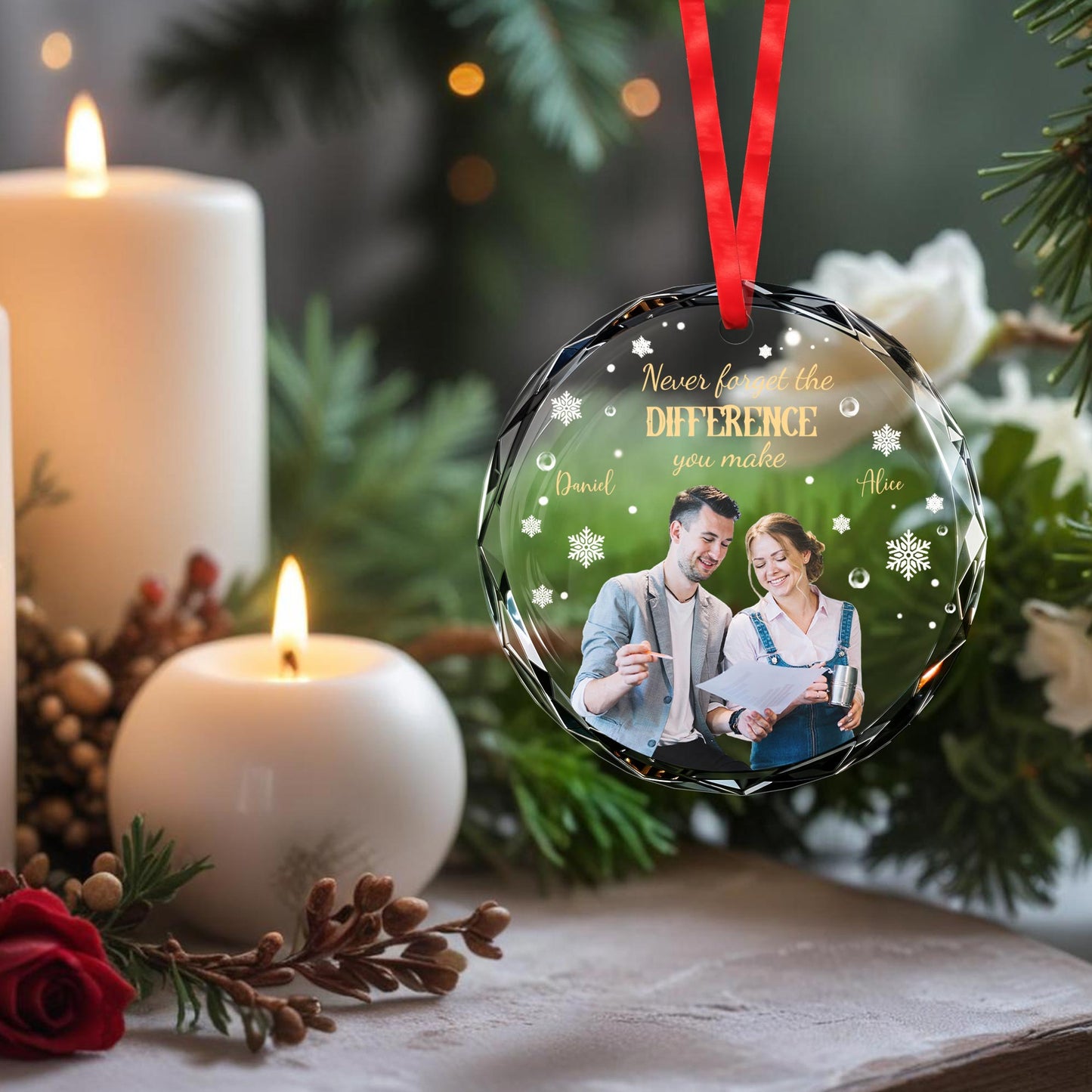 Never Forget The Difference You Make Snowflake Ornament