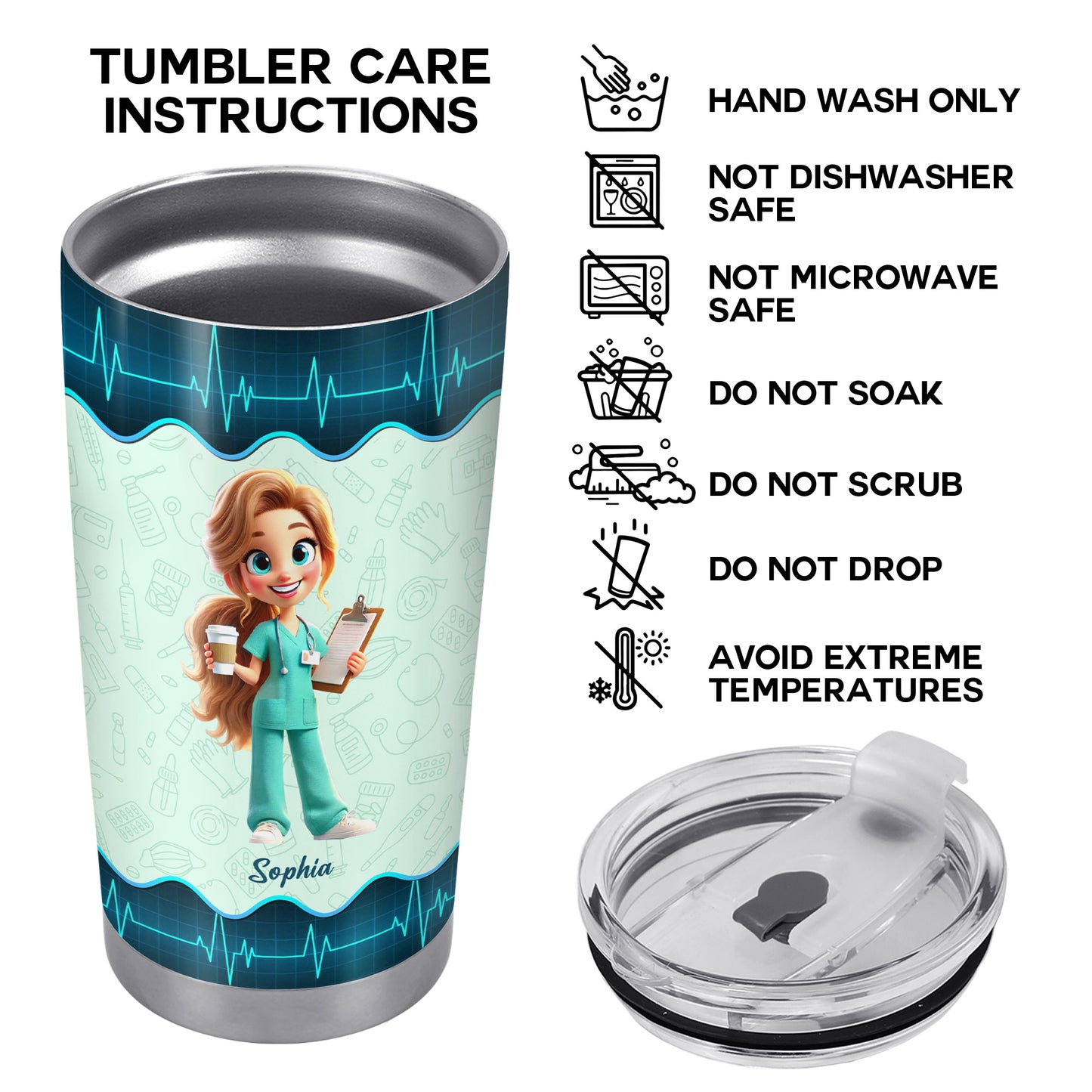 Never Forget The Difference You Make Nurse Tumbler - Personalized Custom Stainless Steel Tumbler 20oz 30oz - COL014_TB