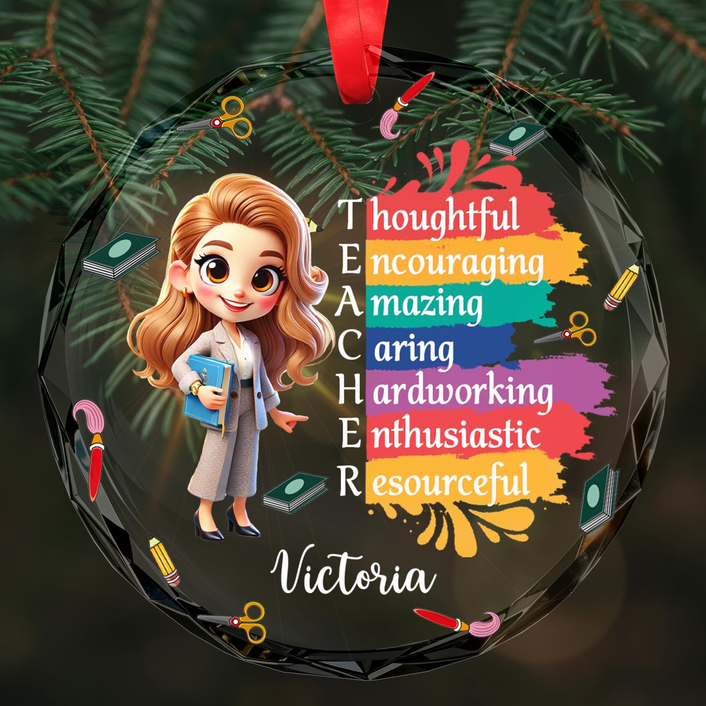 Thoughtful And Encouraging Teacher Appreciation Glass Ornament