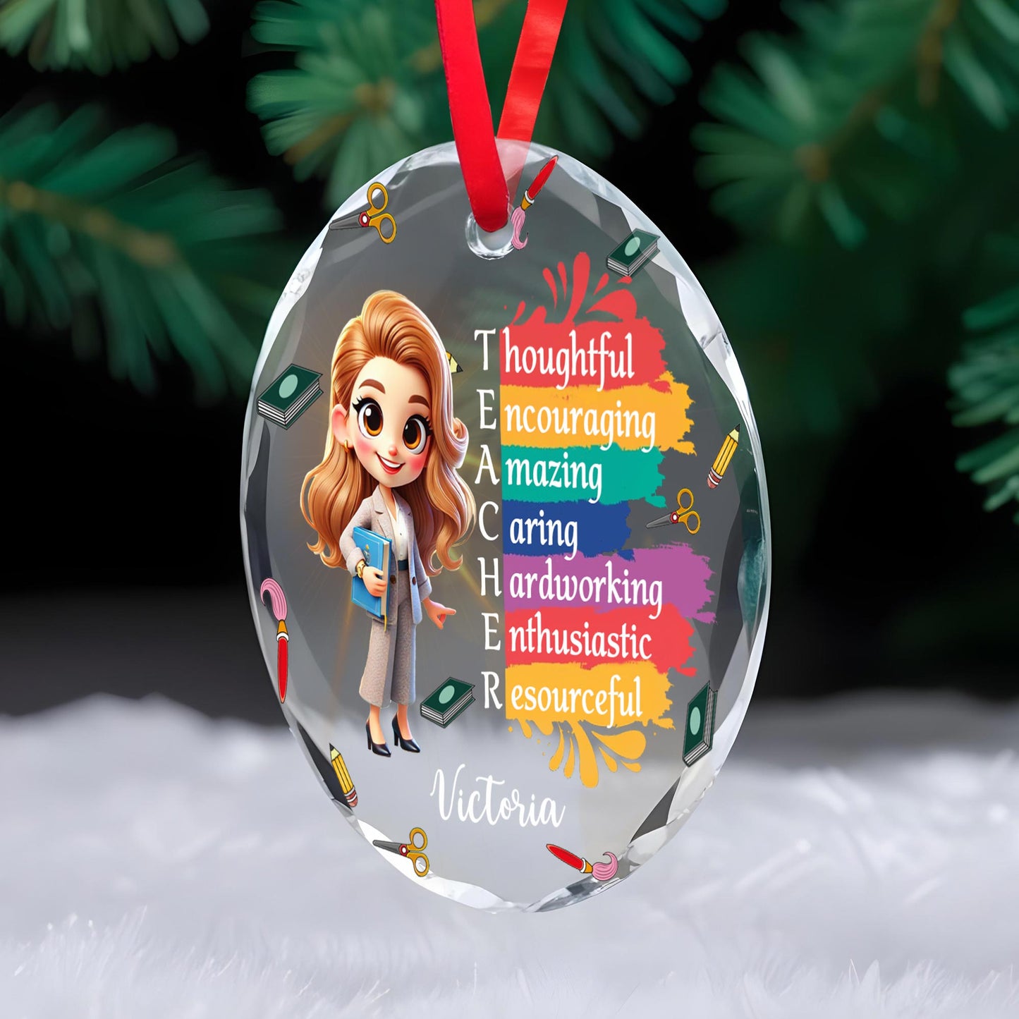 Thoughtful And Encouraging Teacher Appreciation Glass Ornament