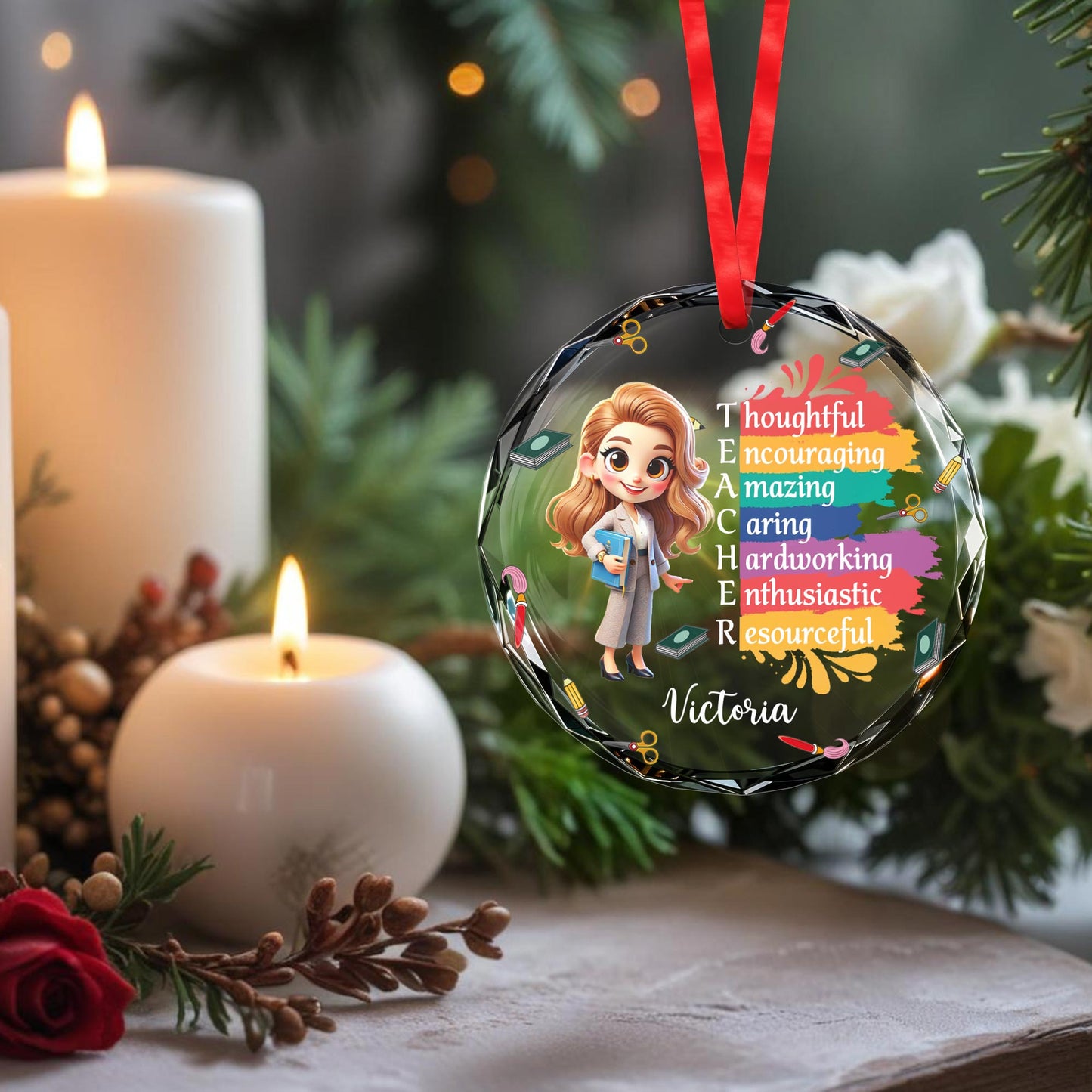 Thoughtful And Encouraging Teacher Appreciation Glass Ornament