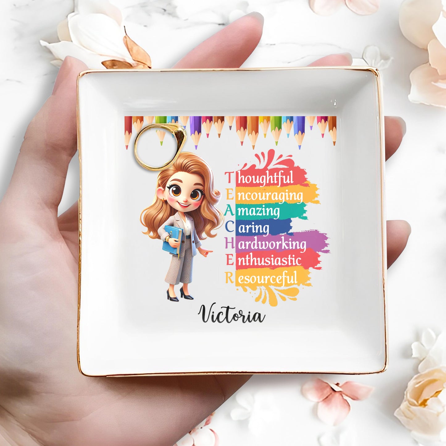 Thoughtful And Amazing Encouraging Jewelry Dish With Animated Character