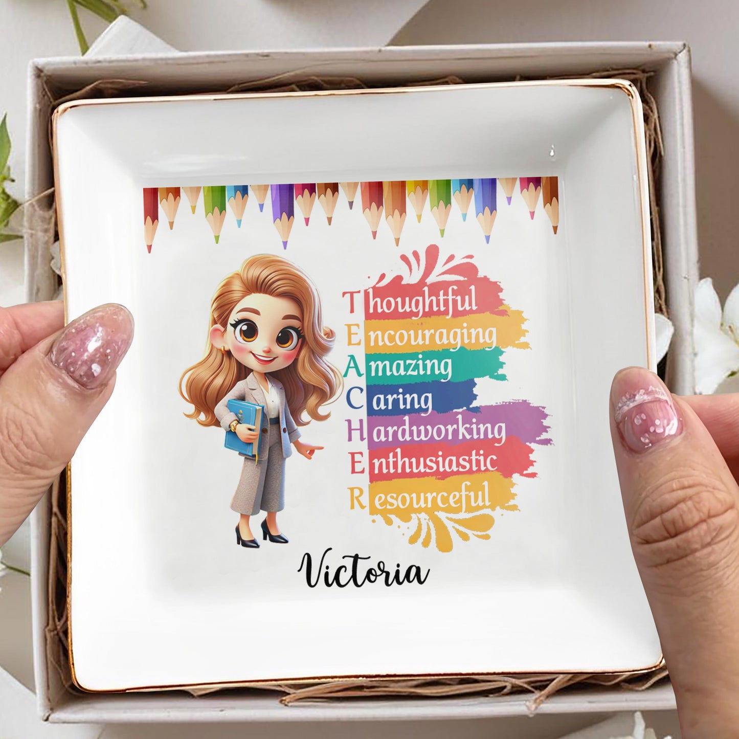 Thoughtful And Amazing Encouraging Jewelry Dish With Animated Character