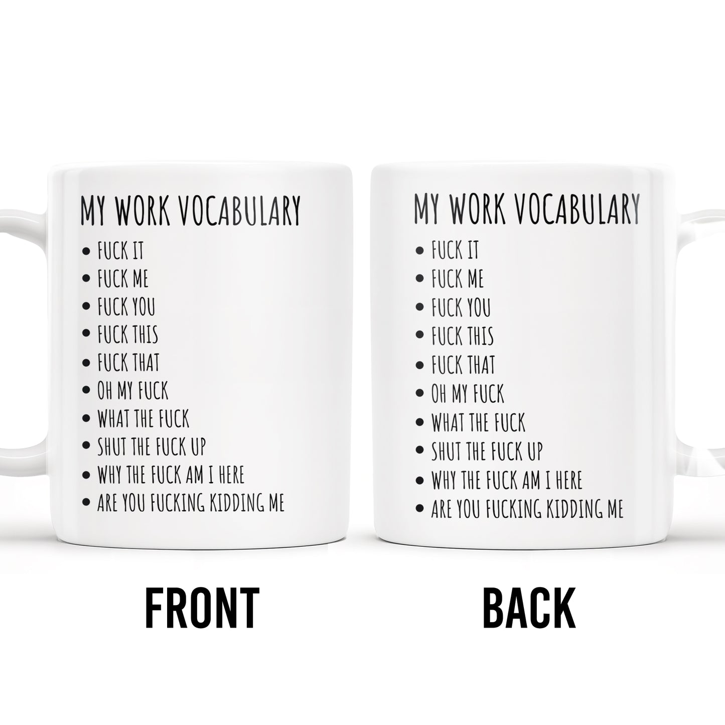 My Work Vocabulary Playfully Censored Coffee Mug - Personalized Custom Coffee Mug - COL029_MG