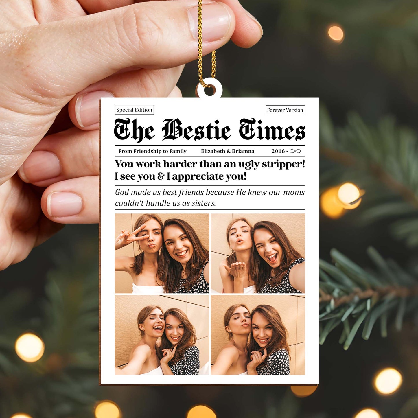 Friendship to Family Best Friends Sisters Custom Ornament