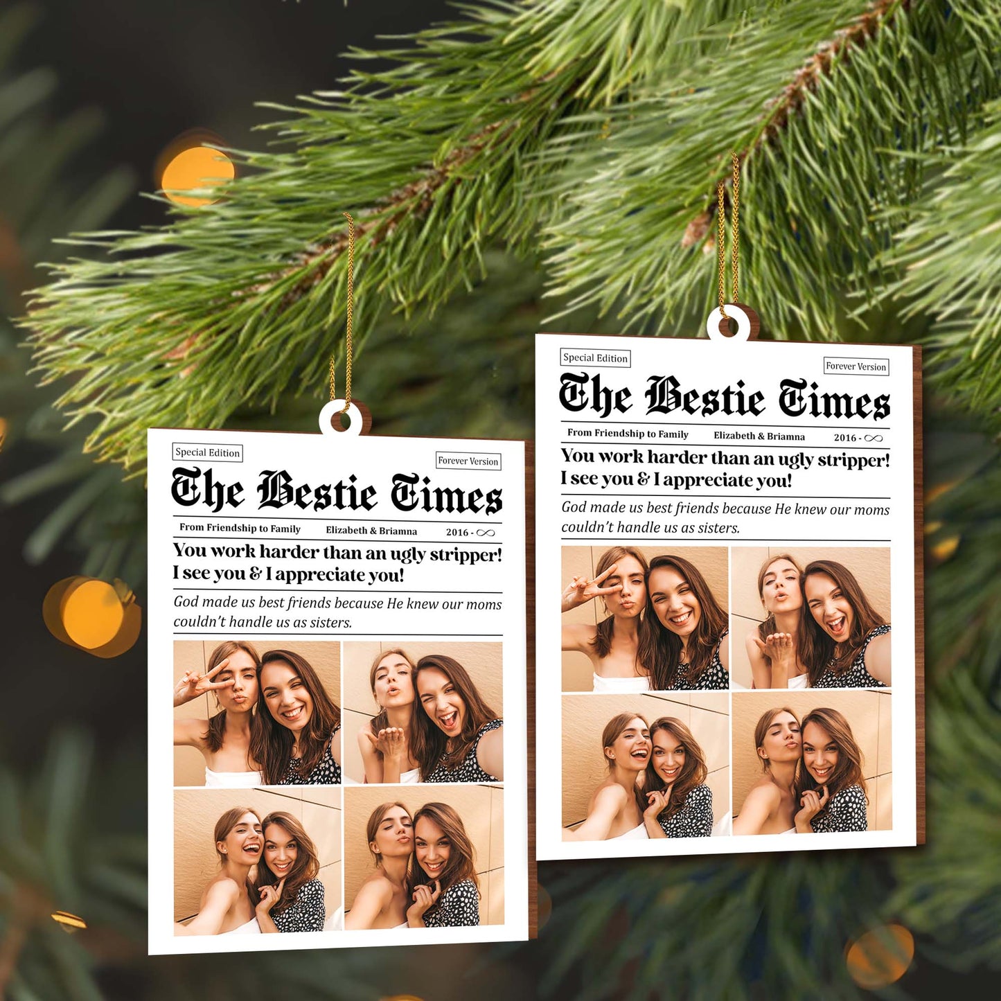 Friendship to Family Best Friends Sisters Custom Ornament