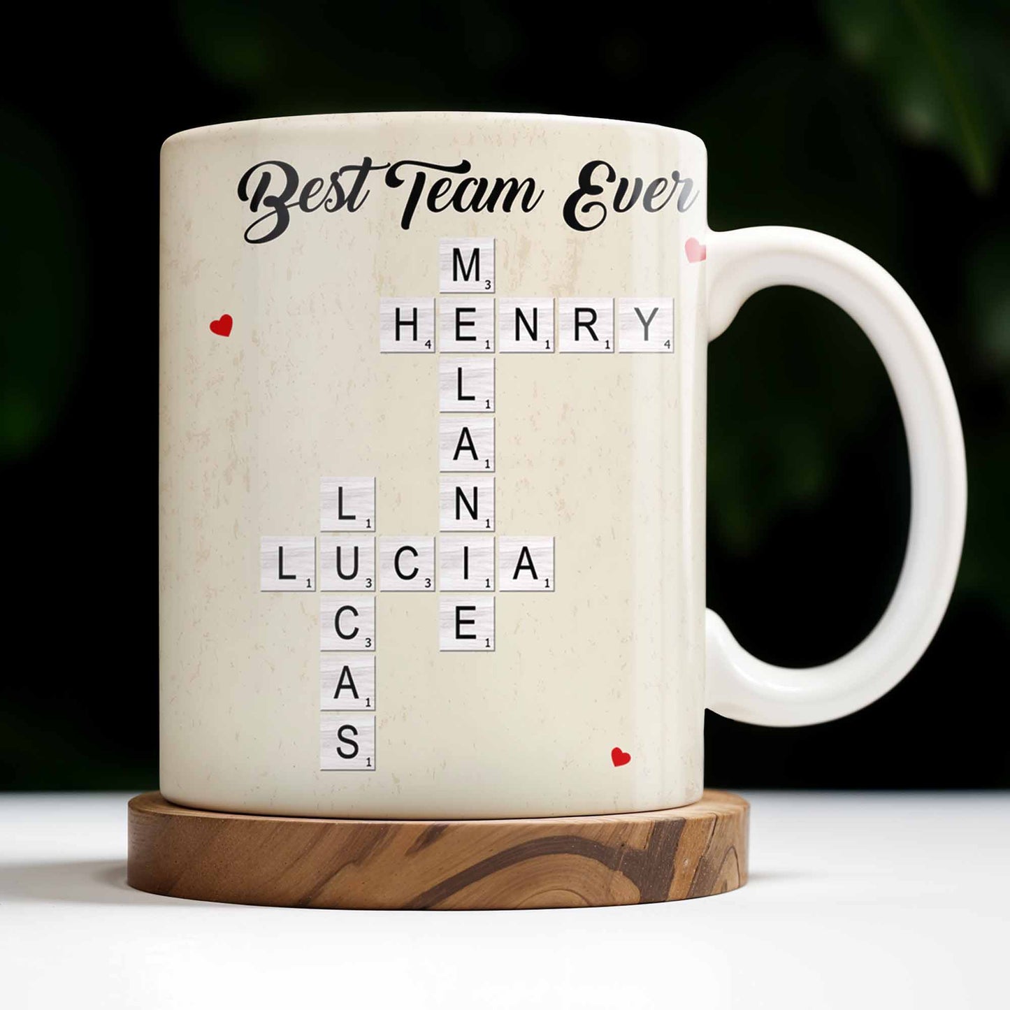 Best Team Ever Scrabble Tiles Heart Design