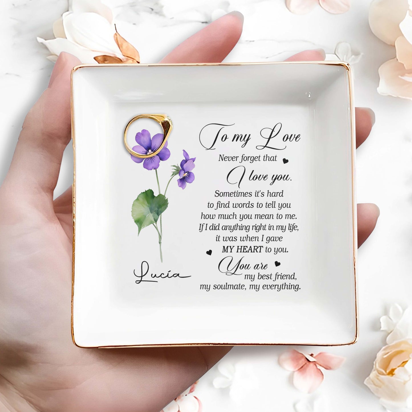 N'oublie jamais que je t'aime. Parfois, c'est difficile - Coupelle à bijoux personnalisée - CP004_SCRD