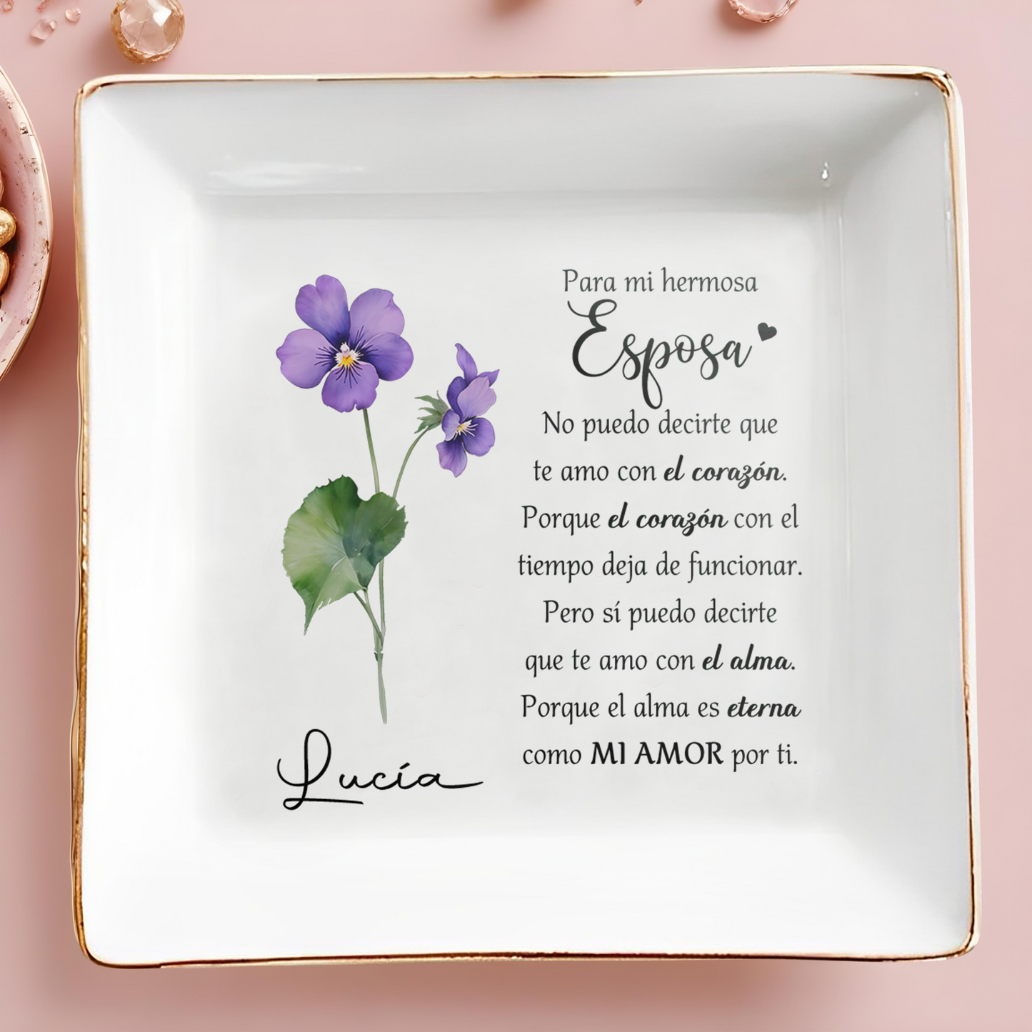 Para Mi Hermosa Esposa - Personalized Custom Jewelry Dish - CP012_SCRD