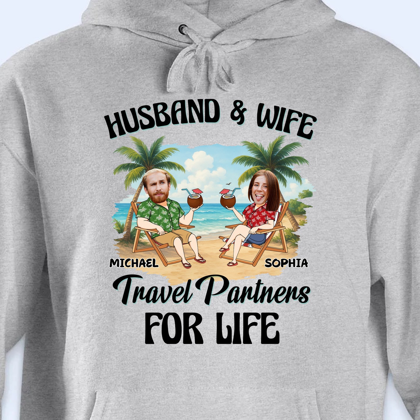 Husband & Wife, Travel Partners For Life, Palm Trees And Beach