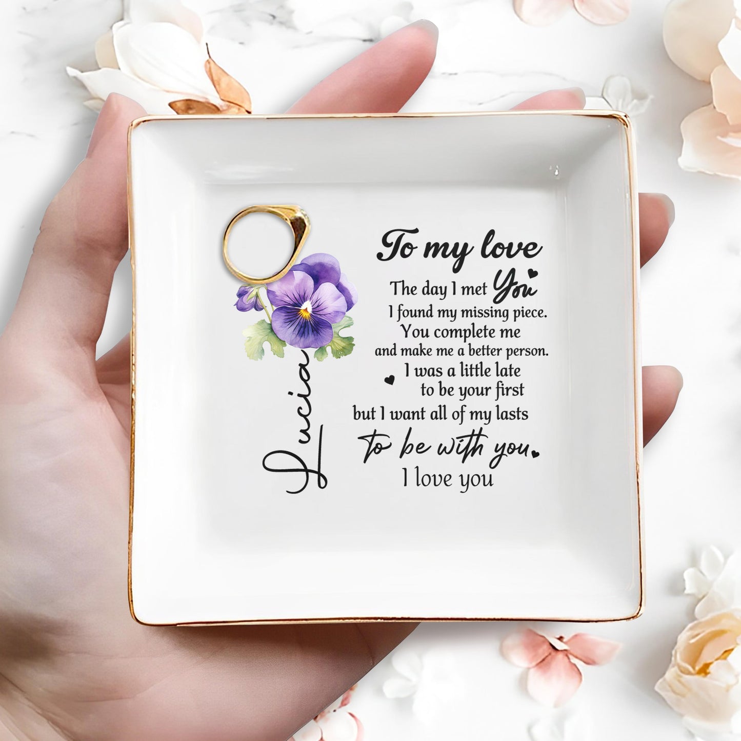 À mon amour, j'ai trouvé la pièce manquante, je t'aime - Plat à bijoux personnalisé - CPL018_SCRD