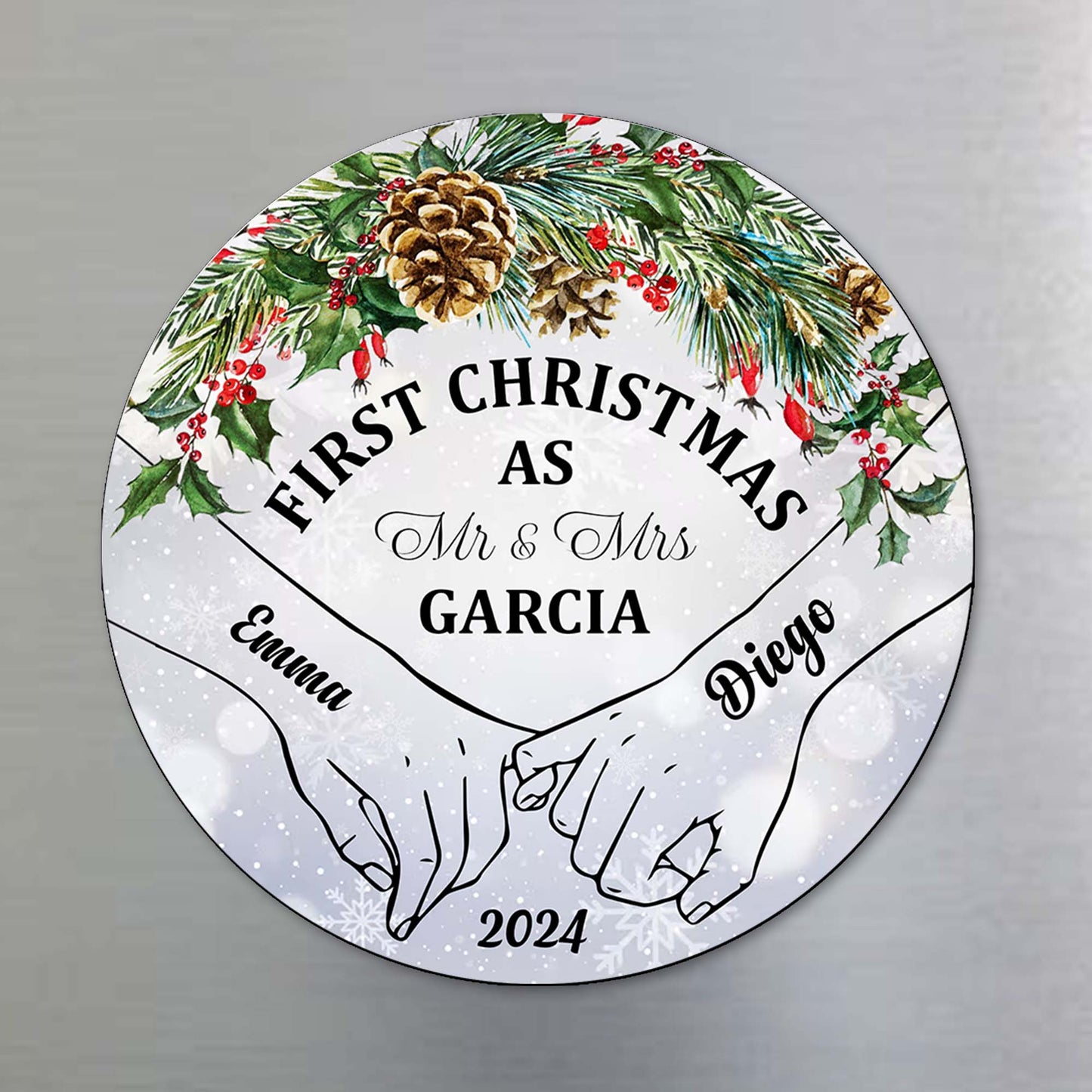 First Christmas As Mr & Mrs Custom Magnet - Personalized Custom Fridge Magnet - CPL025_MAGN