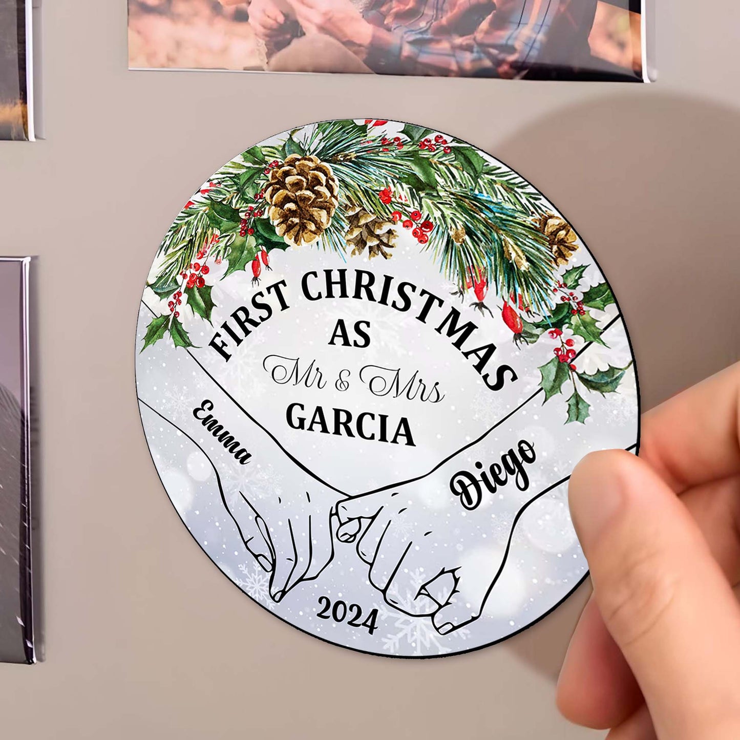 First Christmas As Mr & Mrs Custom Magnet - Personalized Custom Fridge Magnet - CPL025_MAGN