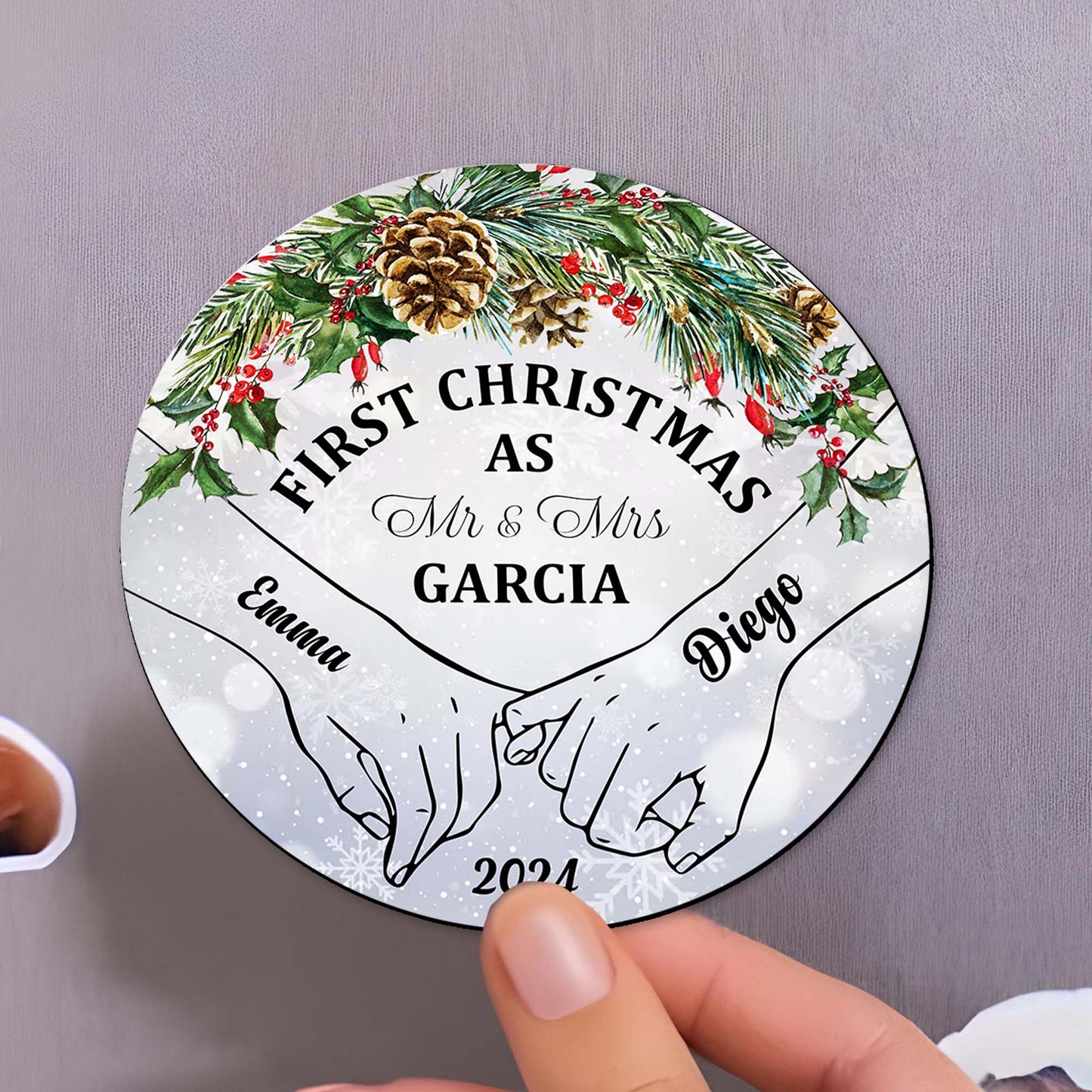 First Christmas As Mr & Mrs Custom Magnet - Personalized Custom Fridge Magnet - CPL025_MAGN