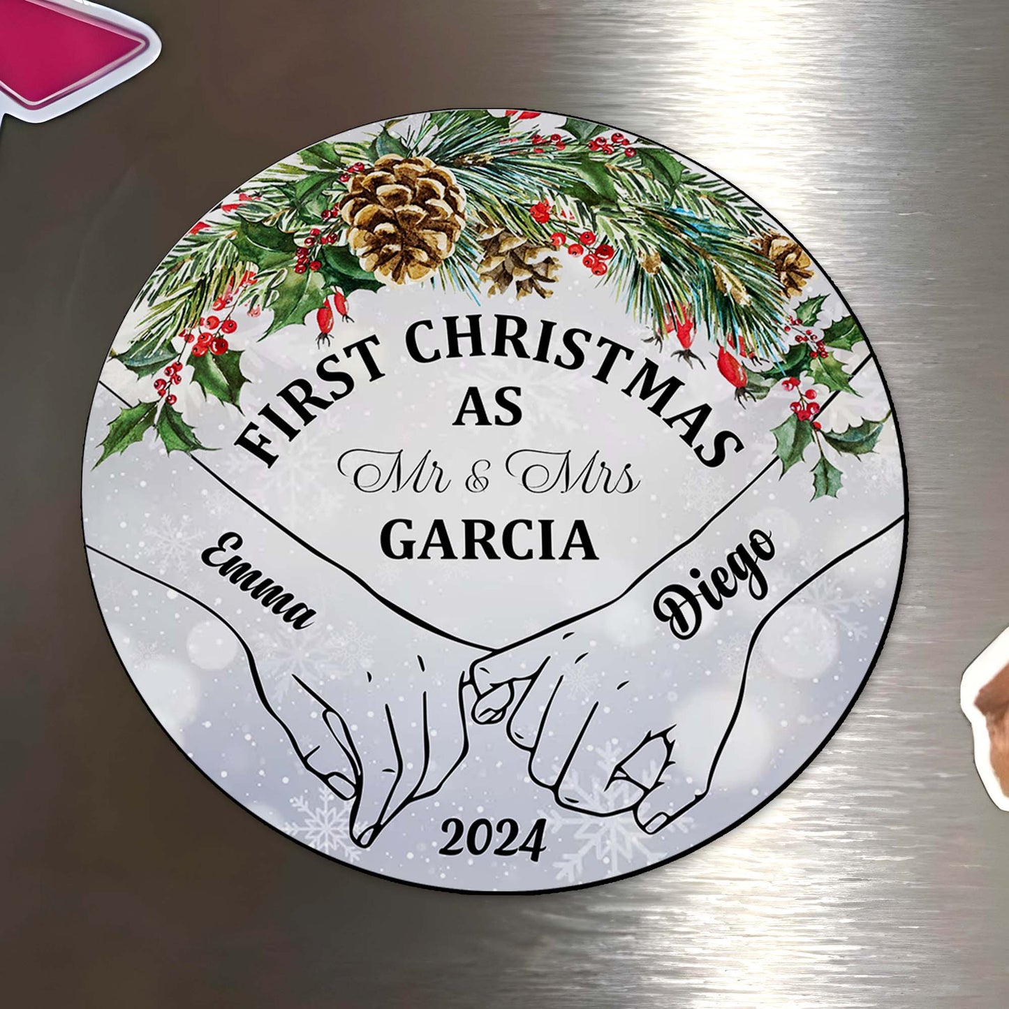 First Christmas As Mr & Mrs Custom Magnet - Personalized Custom Fridge Magnet - CPL025_MAGN