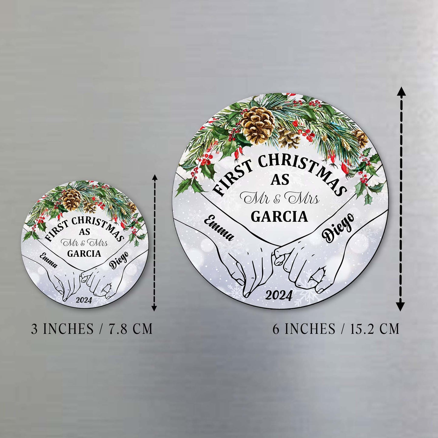 First Christmas As Mr & Mrs Custom Magnet - Personalized Custom Fridge Magnet - CPL025_MAGN