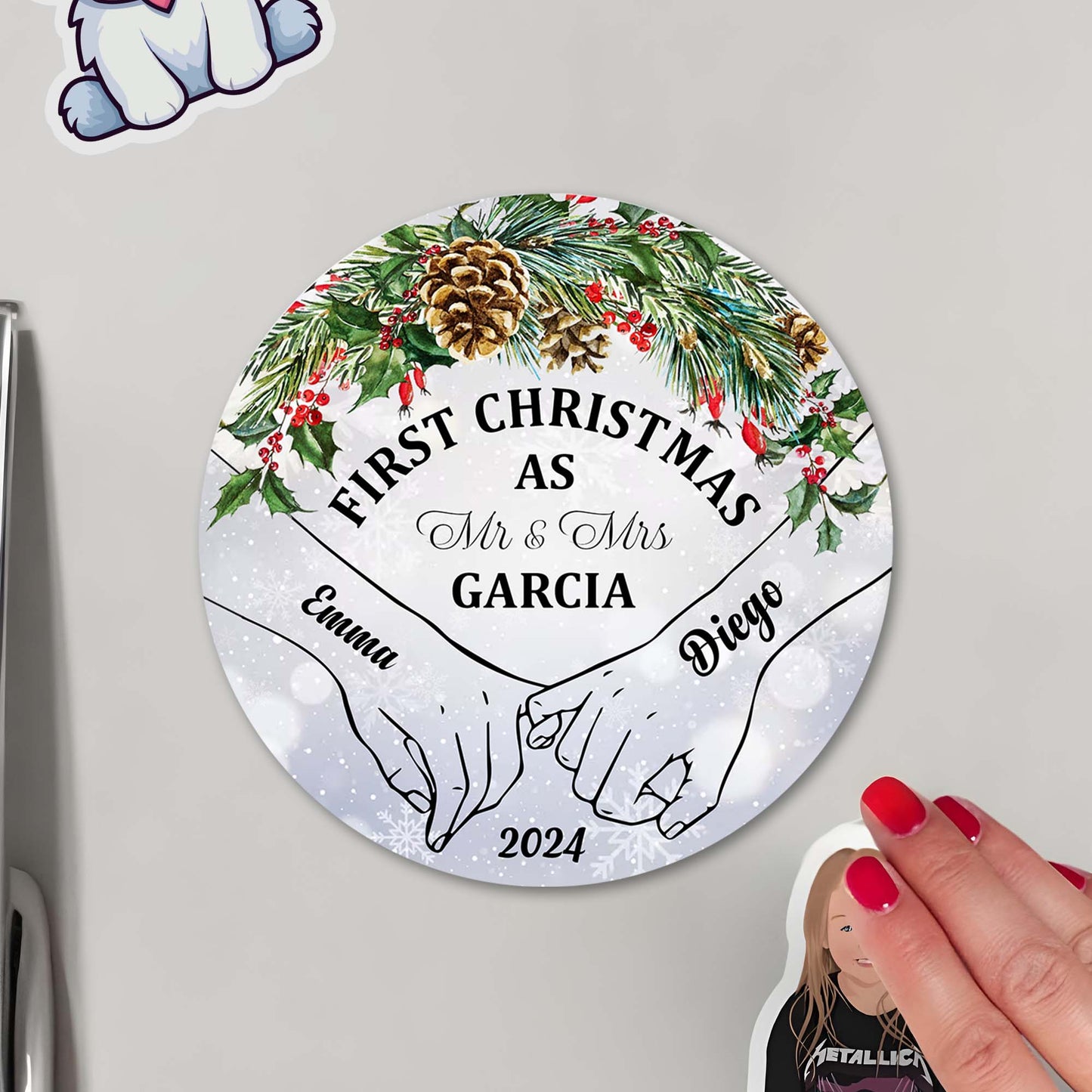 First Christmas As Mr & Mrs Custom Magnet - Personalized Custom Fridge Magnet - CPL025_MAGN