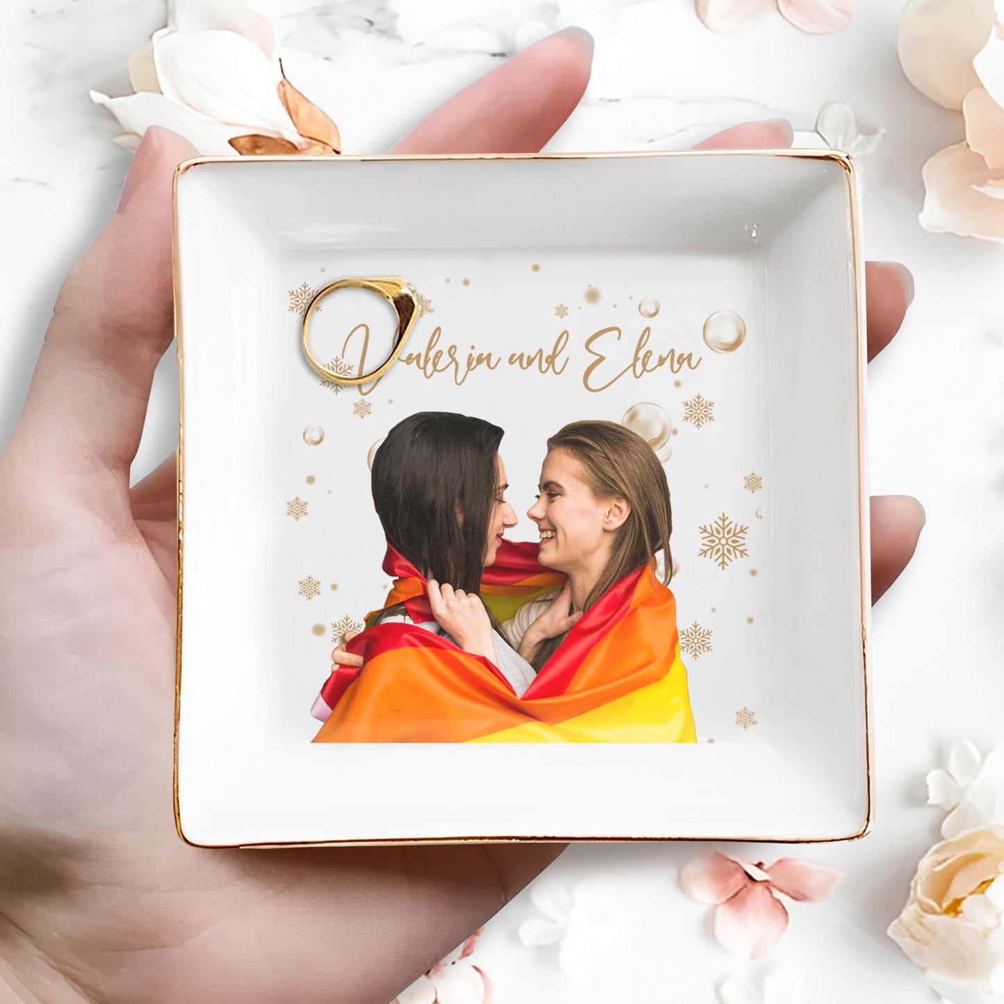 Forever And Always Snowflake Custom Jewelry Dish