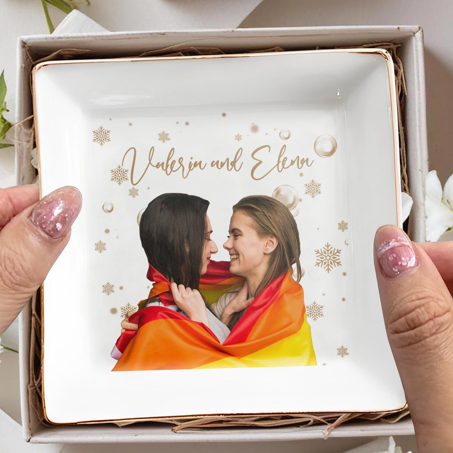 Forever And Always Snowflake Custom Jewelry Dish