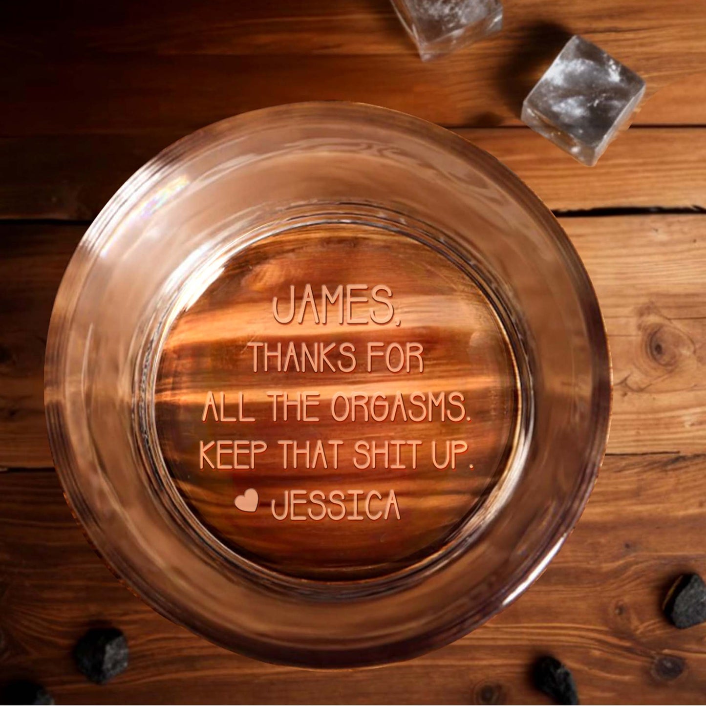 Thanks For All The Good Times Keep That Spirit Up Heart - Personalized Engraved Whiskey Glass - CPL040_EWG
