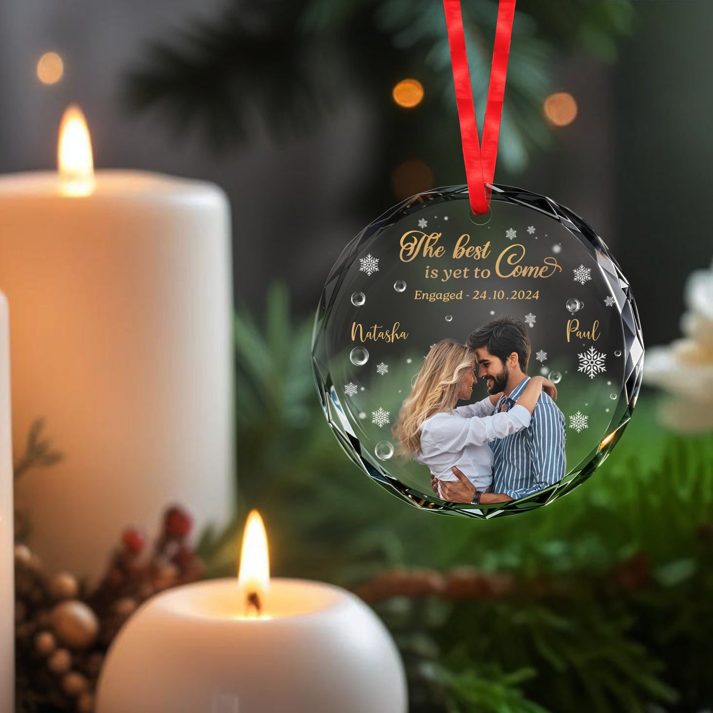 The Best Is Yet To Come Celebrate Your Future Together - Personalized Custom Circle Glass Ornament - CPL048_CGOR