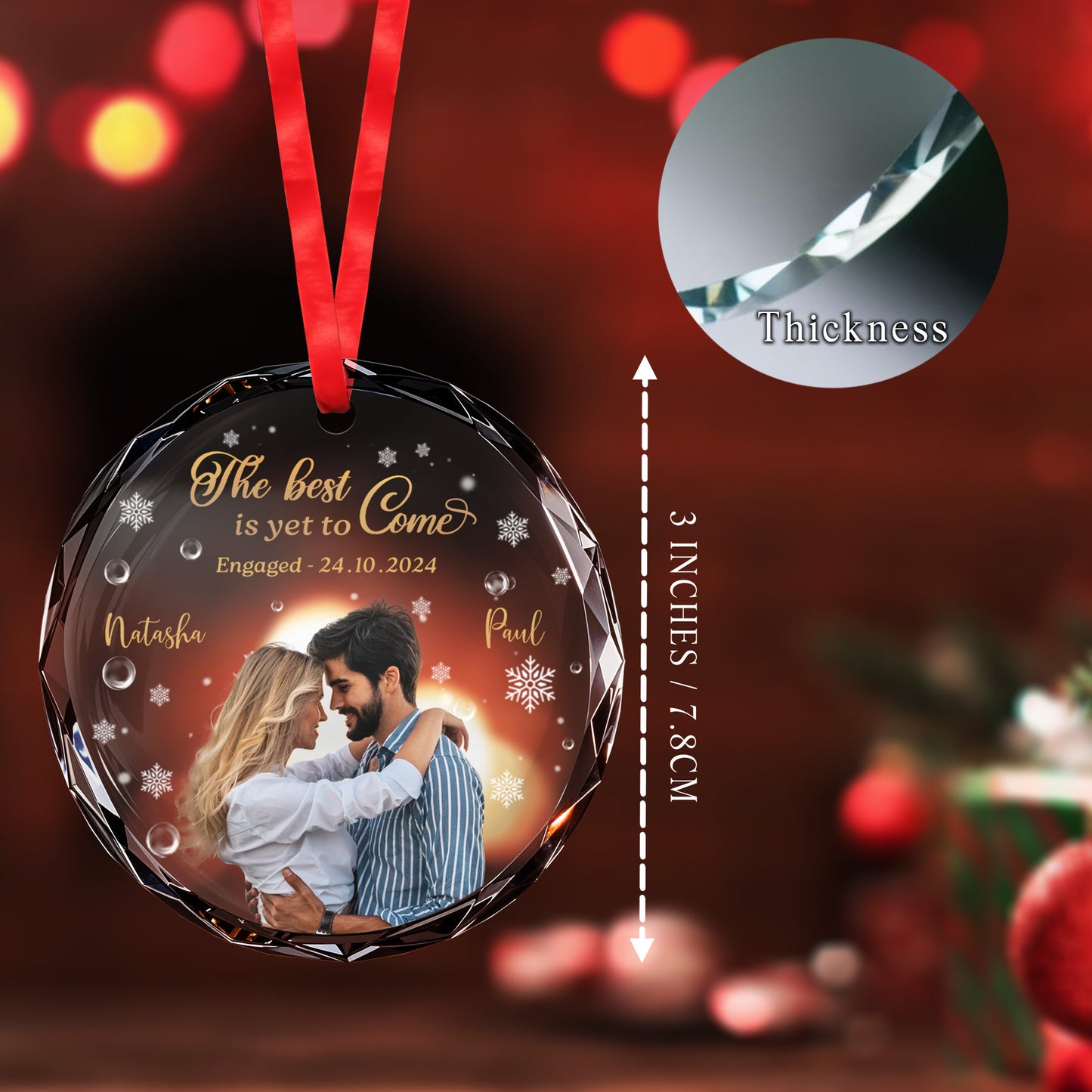 The Best Is Yet To Come Celebrate Your Future Together - Personalized Custom Circle Glass Ornament - CPL048_CGOR