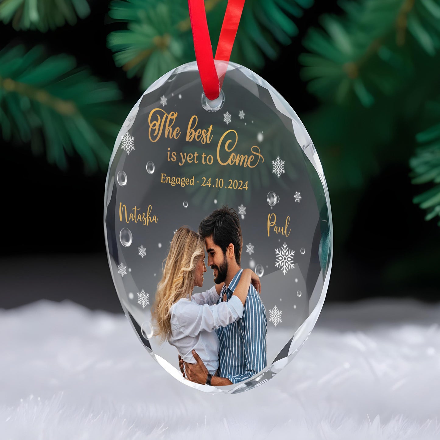 The Best Is Yet To Come Celebrate Your Future Together - Personalized Custom Circle Glass Ornament - CPL048_CGOR