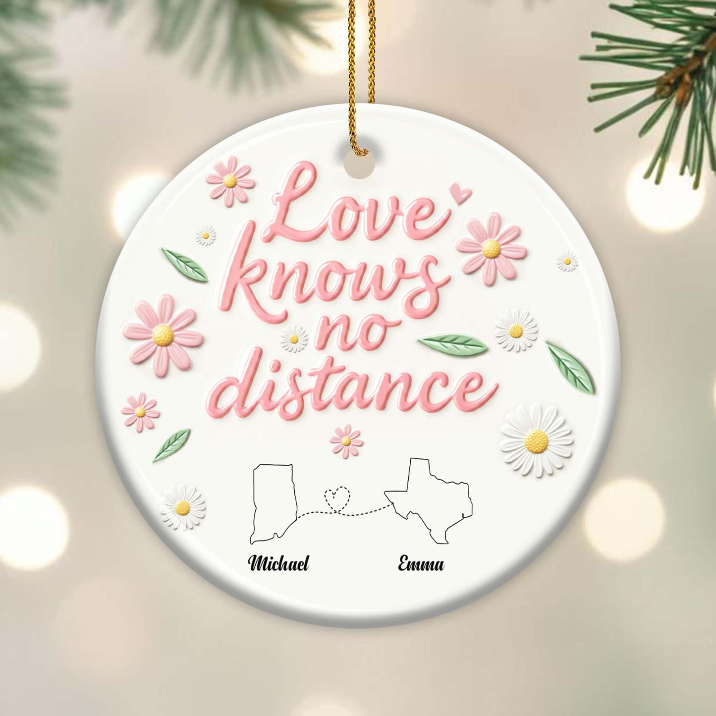 Love Knows No Distance With State Silhouettes And Heart