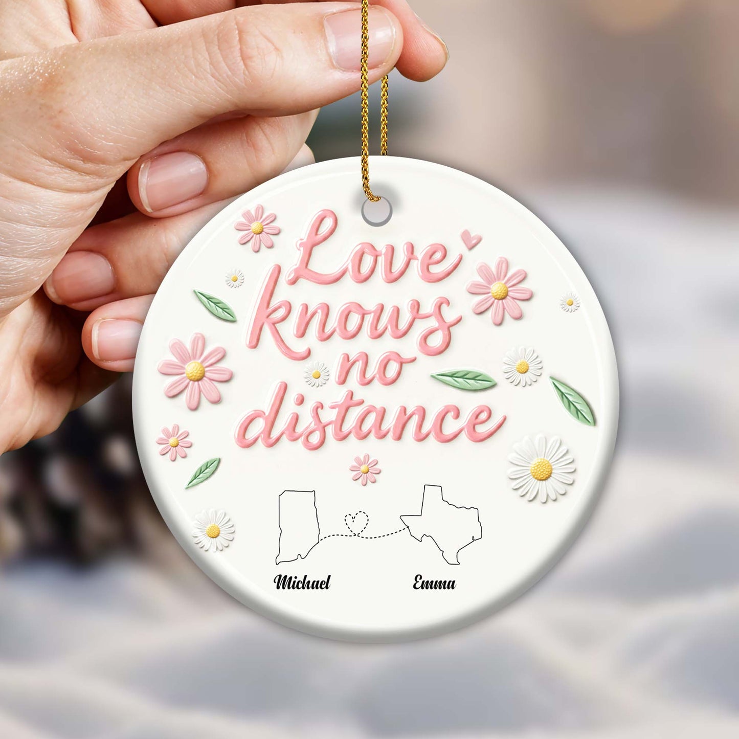 Love Knows No Distance With State Silhouettes And Heart