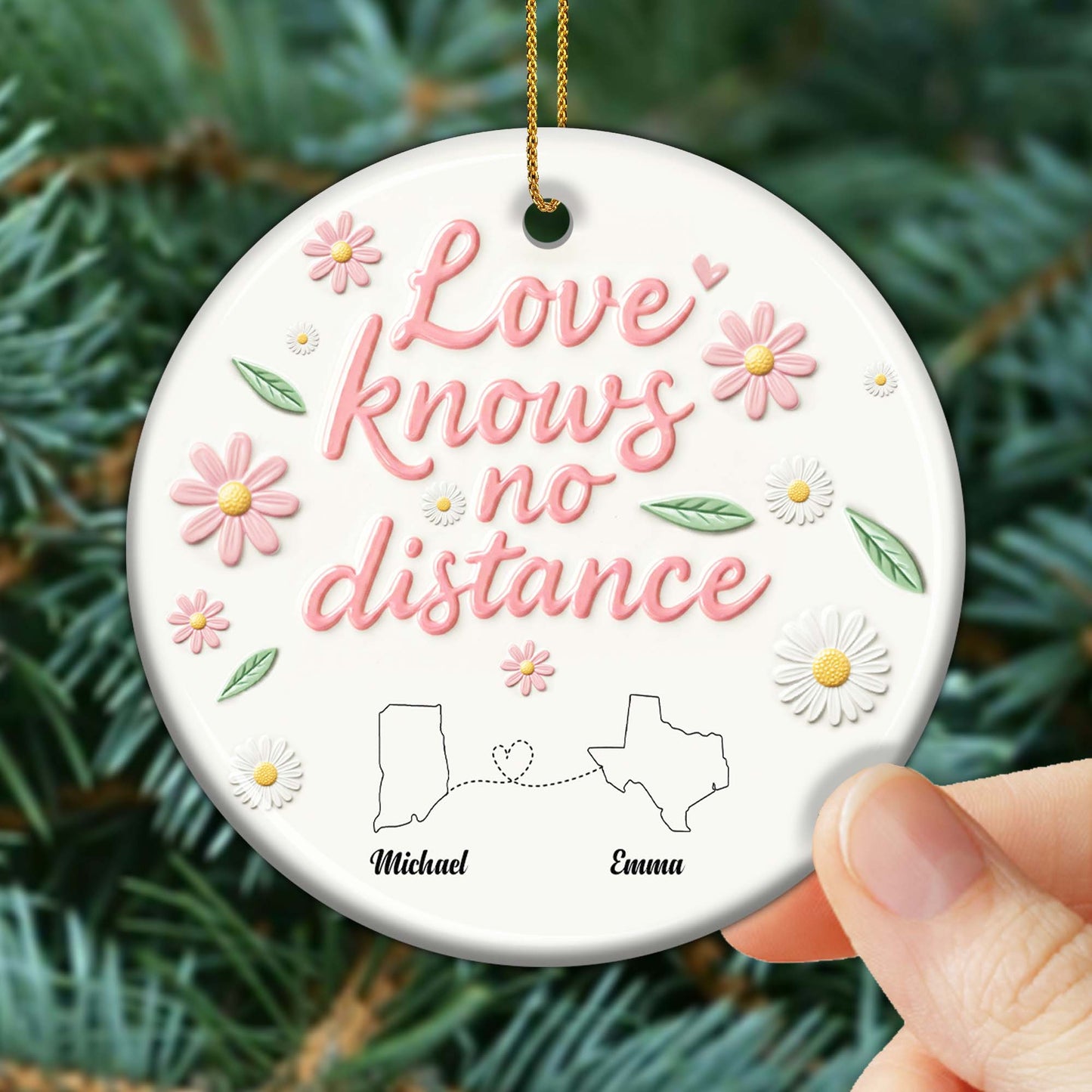 Love Knows No Distance With State Silhouettes And Heart