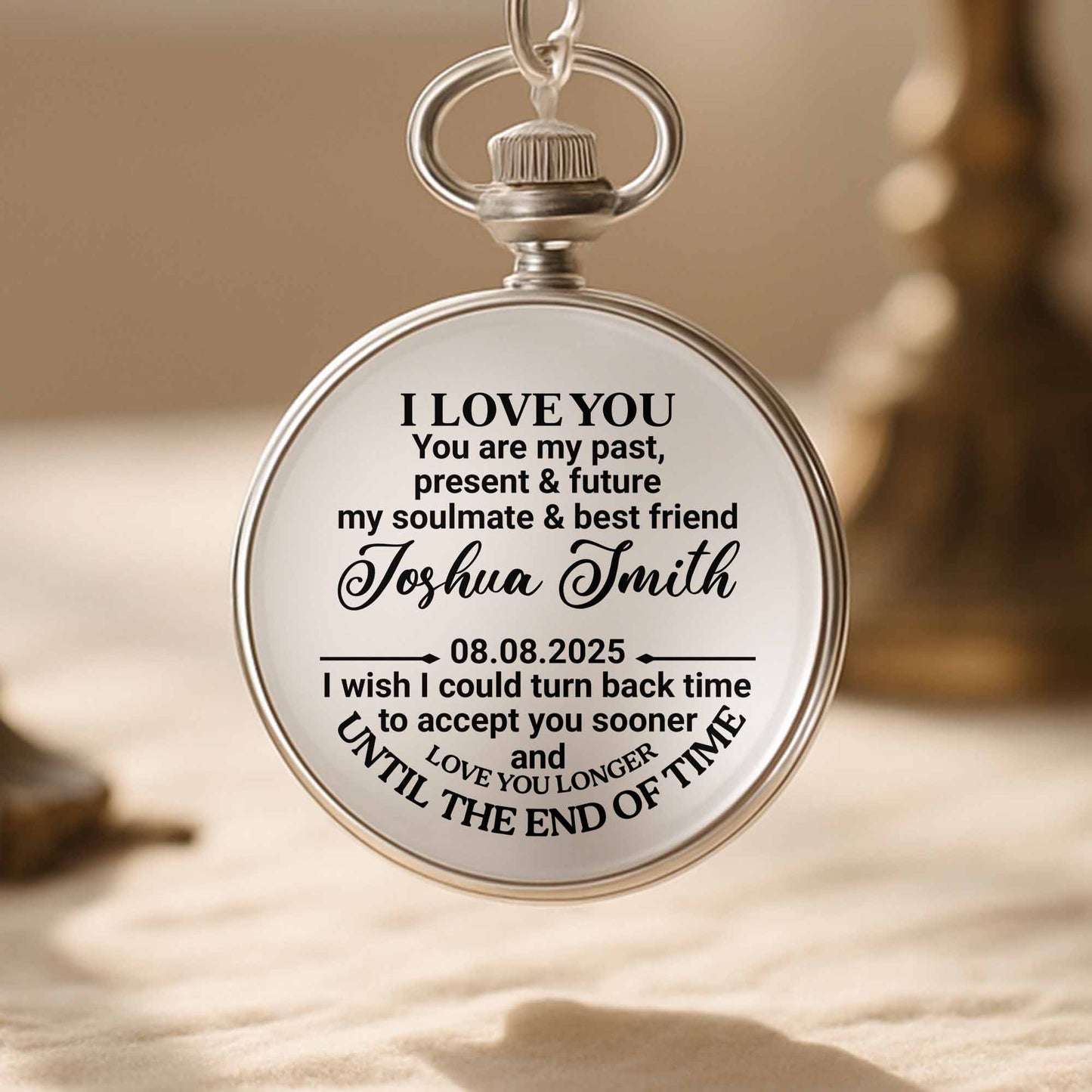 To My Soulmate - Personalized Silver Plated Pocket Watch - CPL058_SWATCH