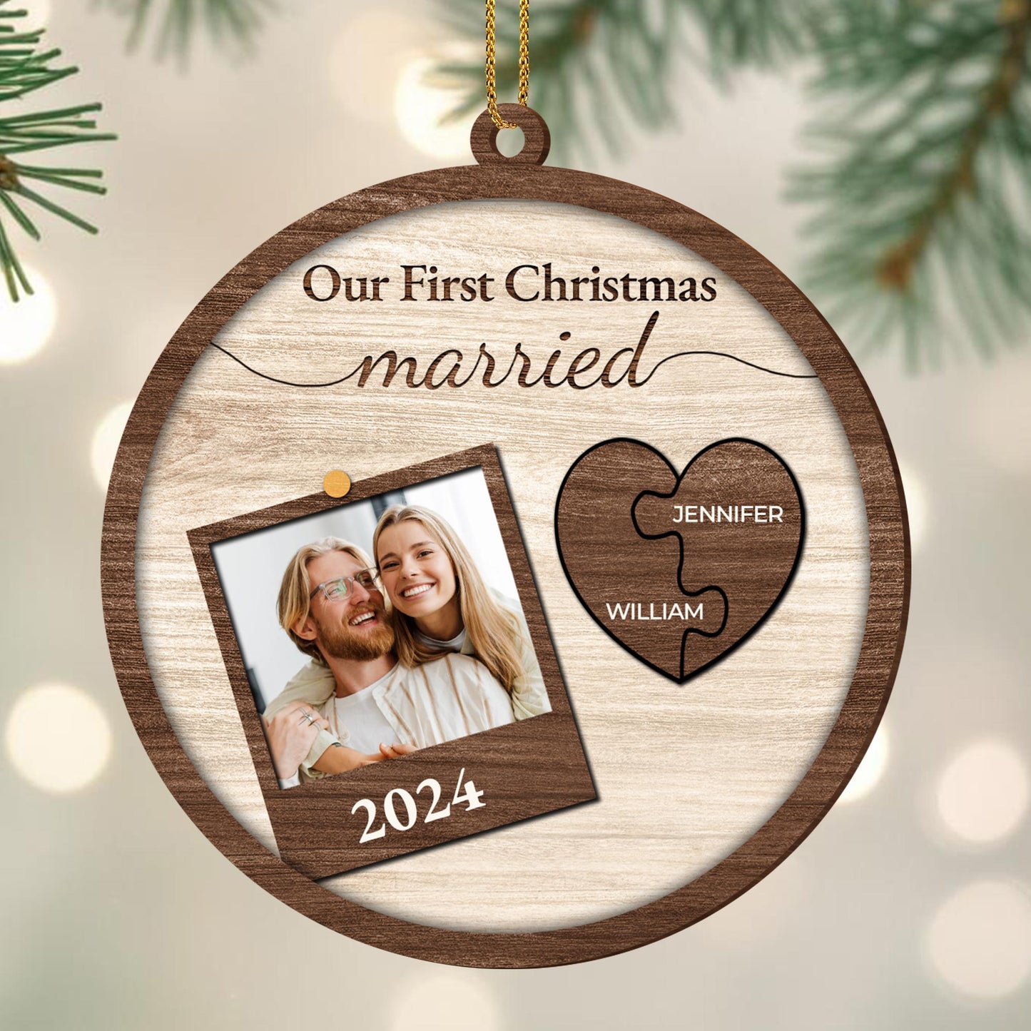 Our First Christmas Married Heart Photo Frame