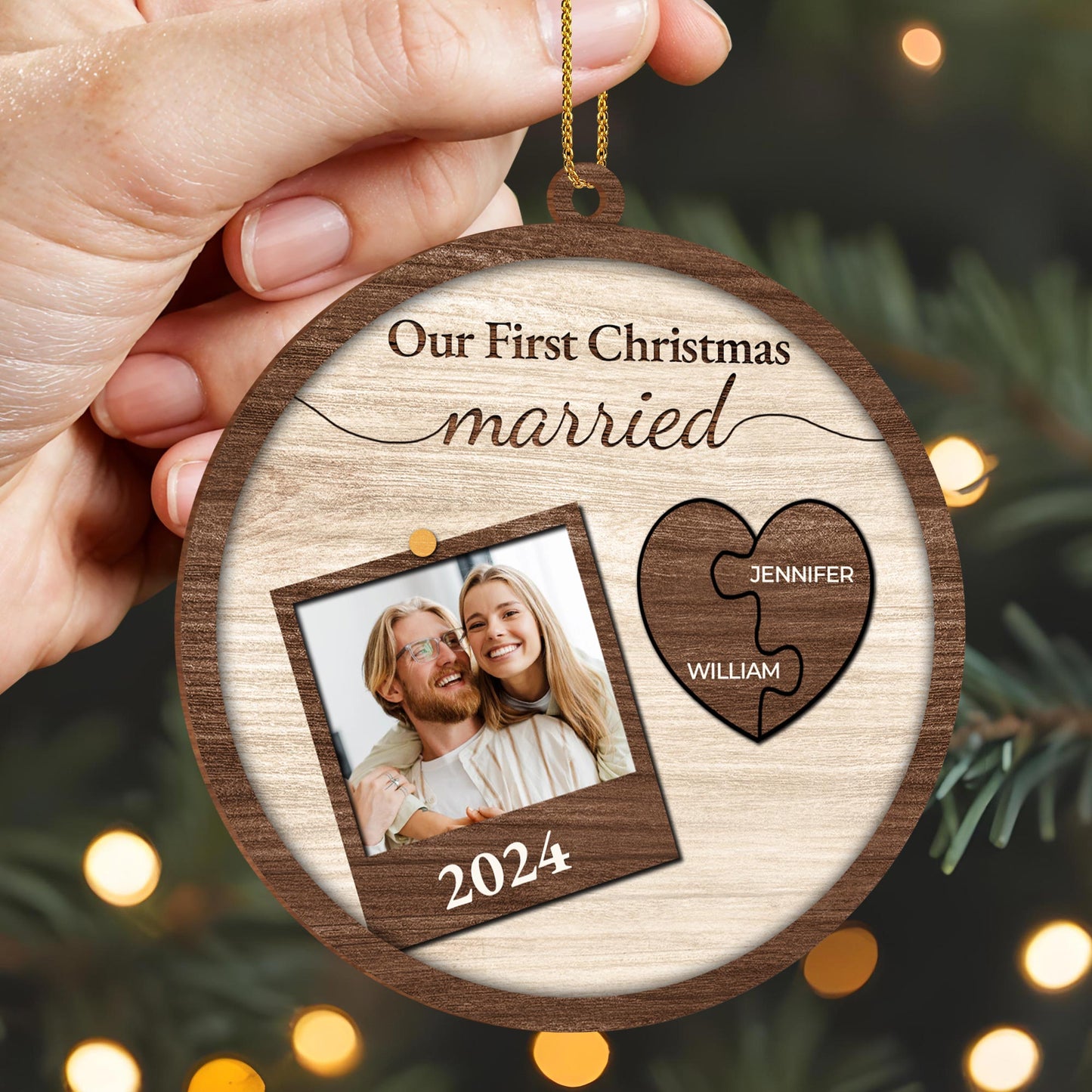 Our First Christmas Married Heart Photo Frame