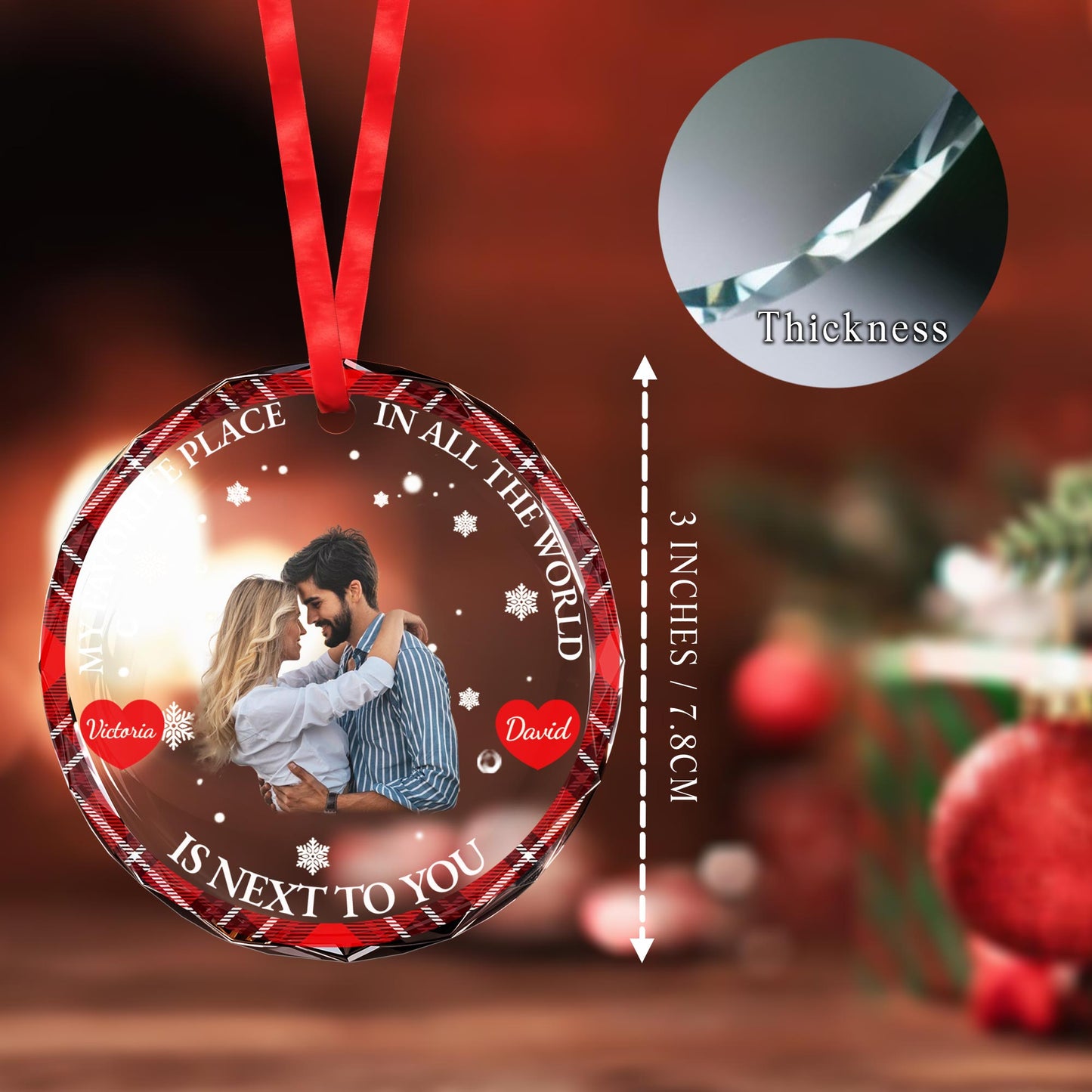 My Favorite Place Is Next To You Festive Couple Ornament