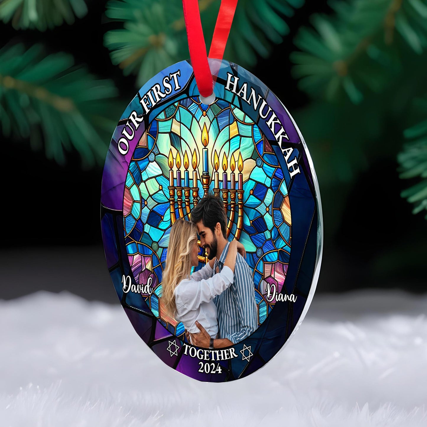 Our First Hanukkah Together With Menorah Design