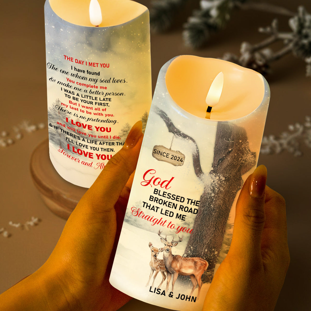God Blessed Road Love Forever Deer and Tree Design