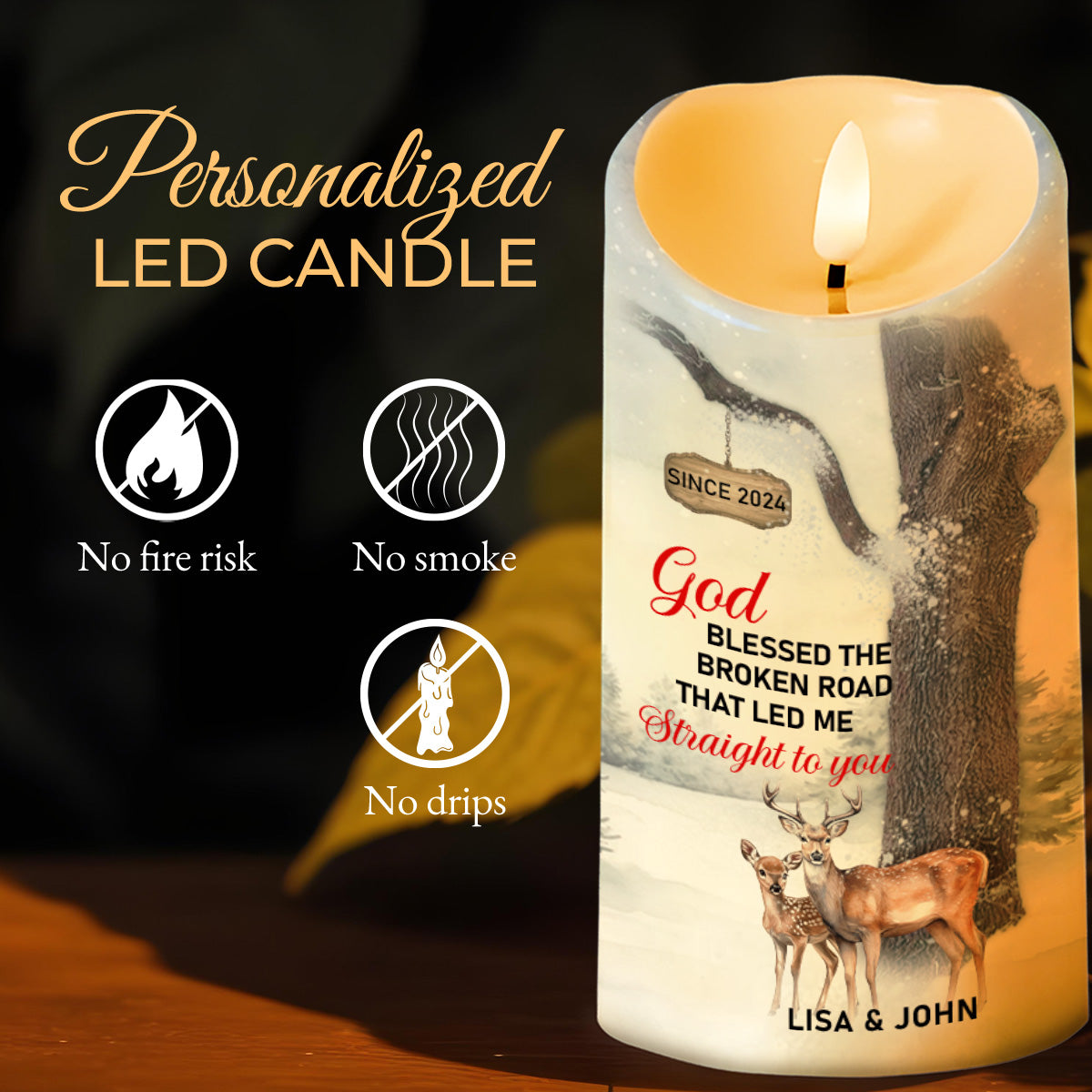 God Blessed Road Love Forever Deer and Tree Design