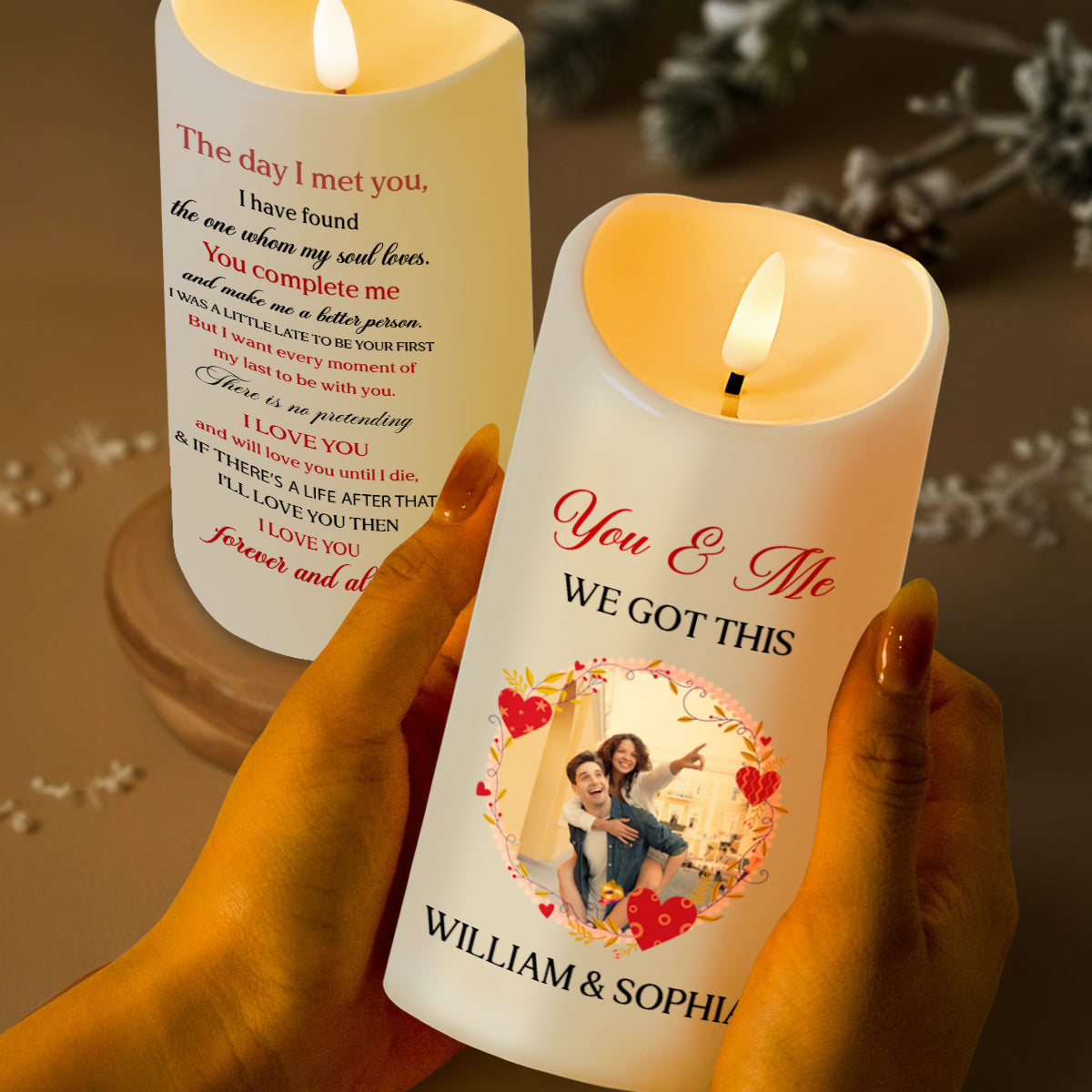 You & Me Forever Romantic Heart and Flowers