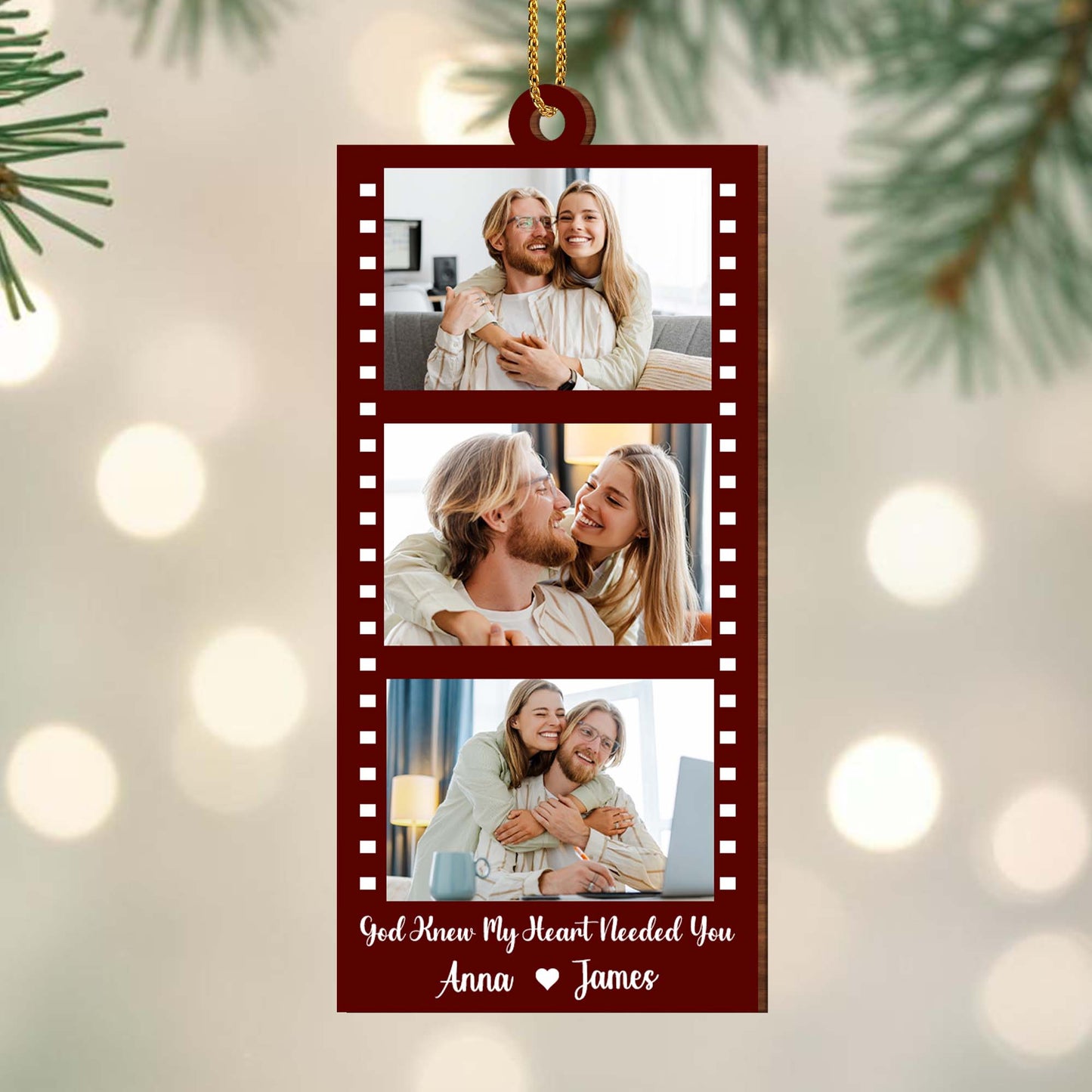 God Knew My Heart Needed You, Couple Photo Ornament - Personalized Custom Wood Ornament, Custom Shaped - CPL098_WDO