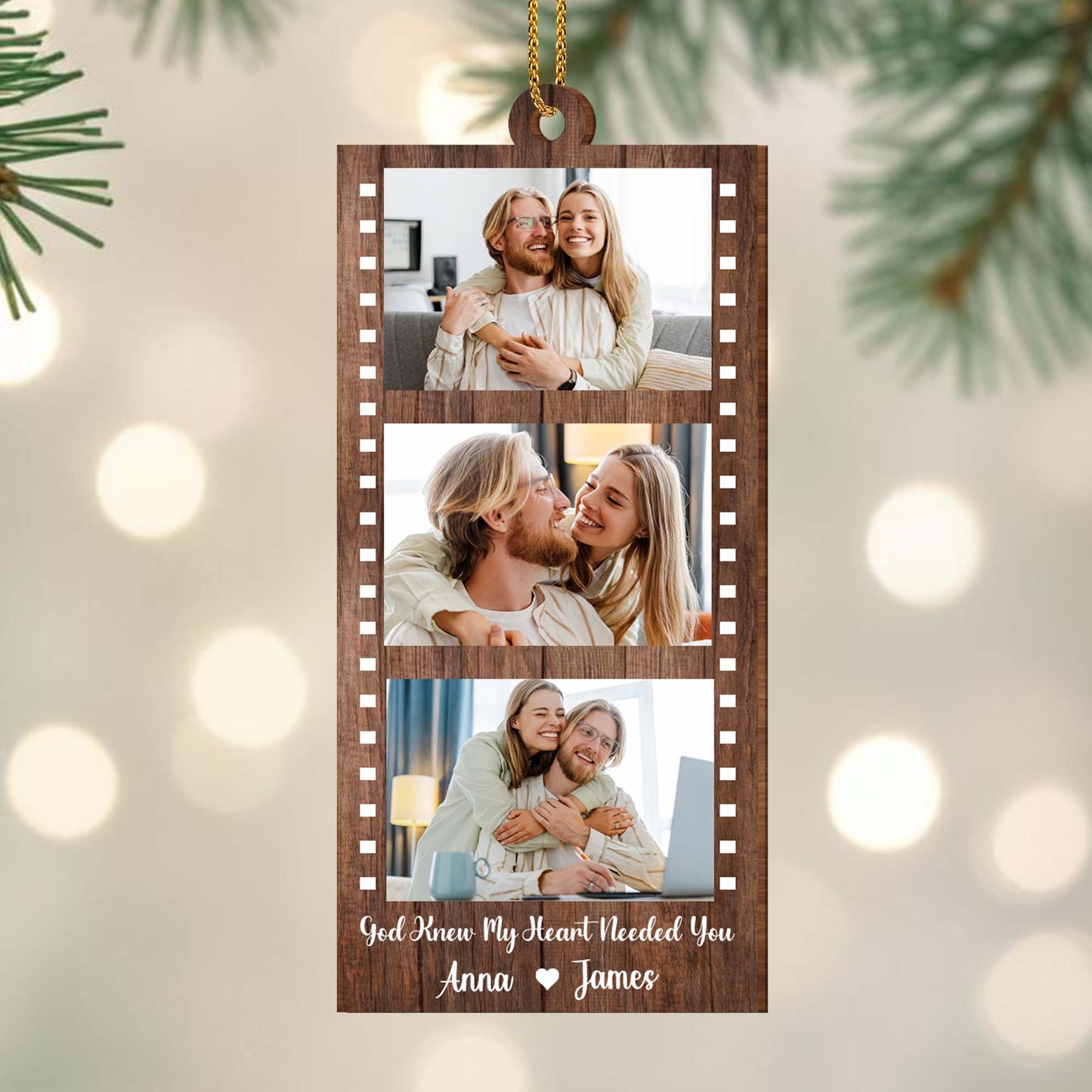 God Knew My Heart Needed You, Couple Photo Ornament - Personalized Custom Wood Ornament, Custom Shaped - CPL098_WDO
