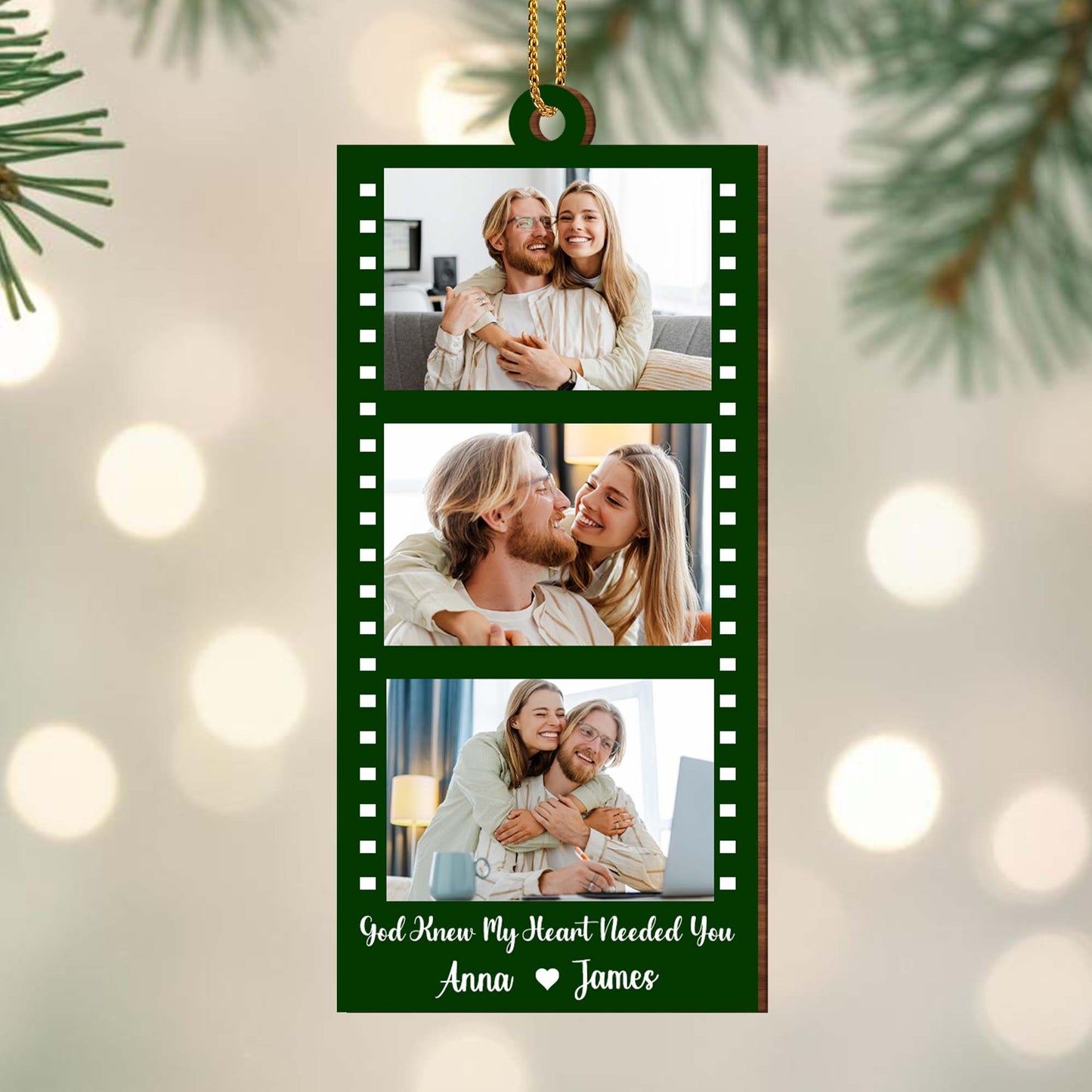God Knew My Heart Needed You, Couple Photo Ornament - Personalized Custom Wood Ornament, Custom Shaped - CPL098_WDO