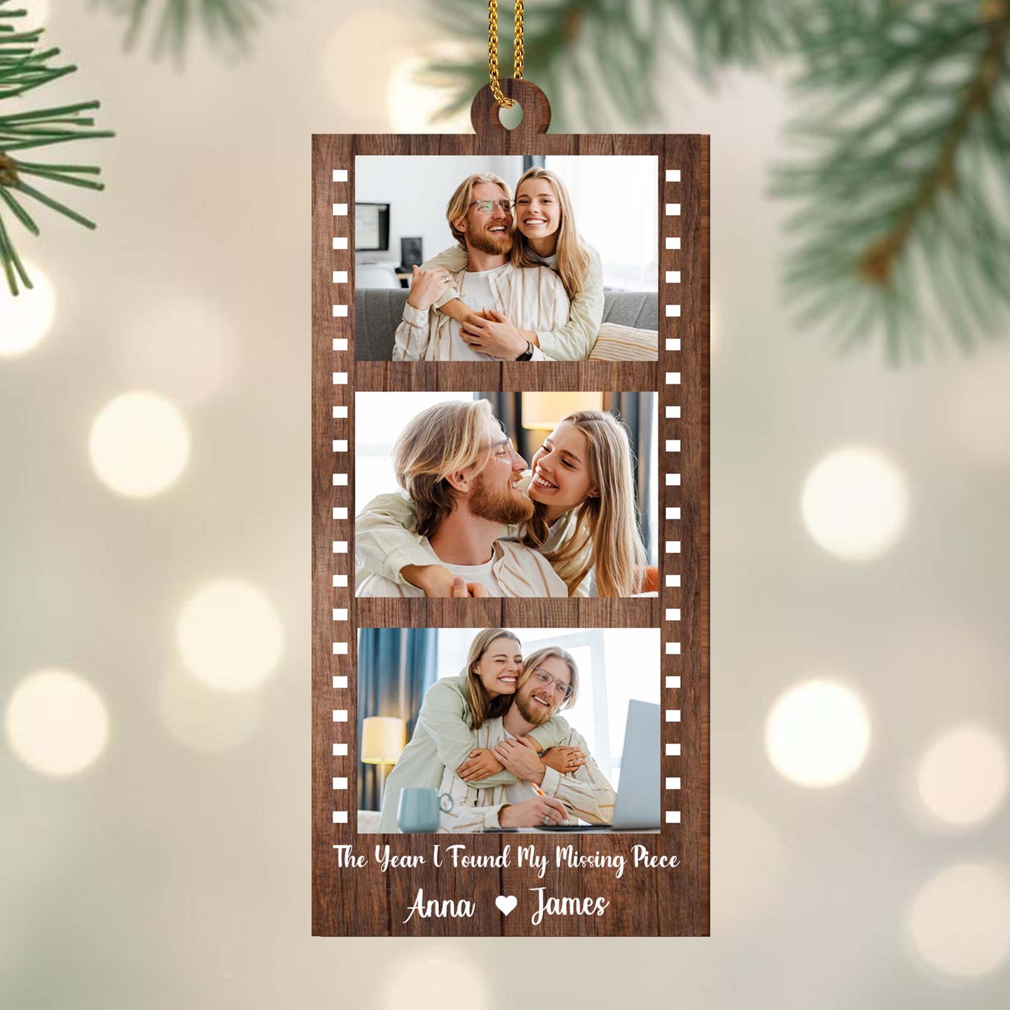 The Year I Found My Missing Piece Couple's Ornament - Personalized Custom Wood Ornament, Custom Shaped - CPL099_WDO