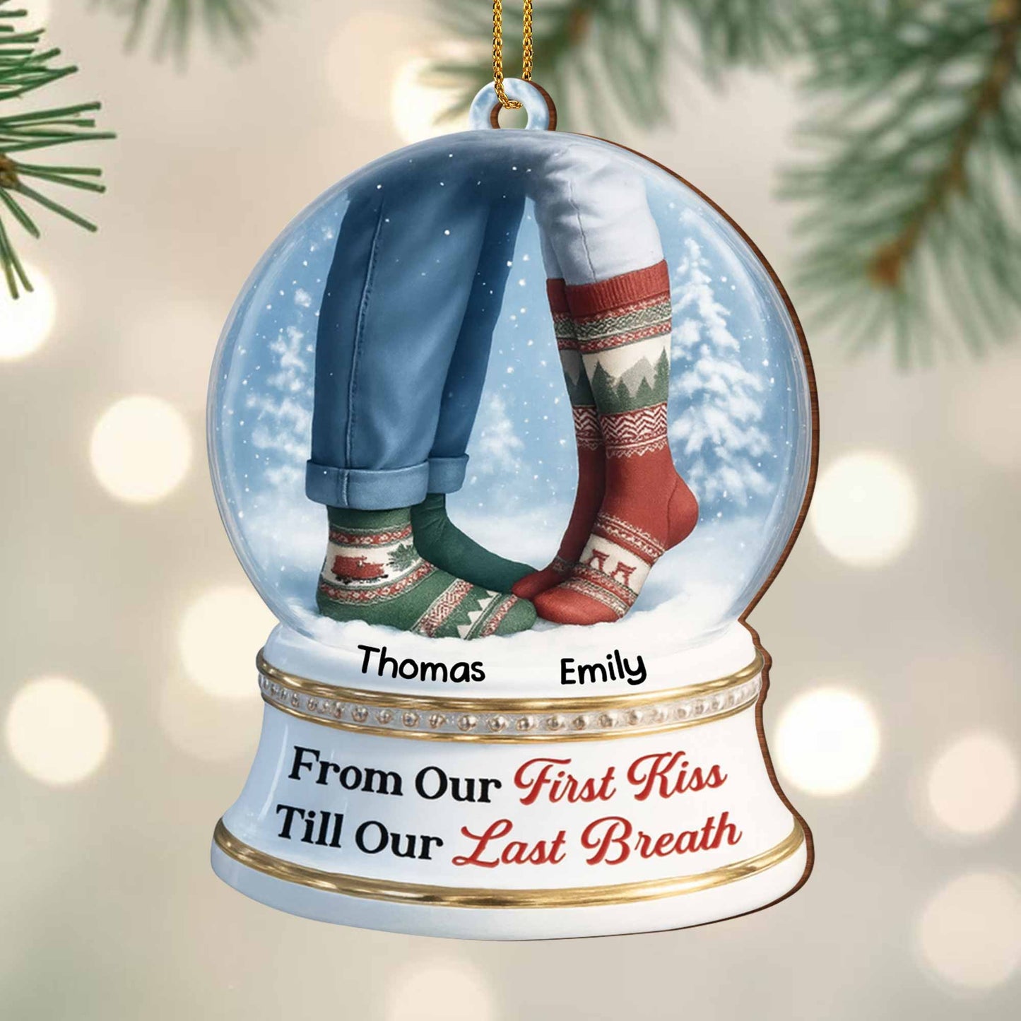 From Our First Kiss Till Our Last Breath, Snow Globe With Christmas Socks