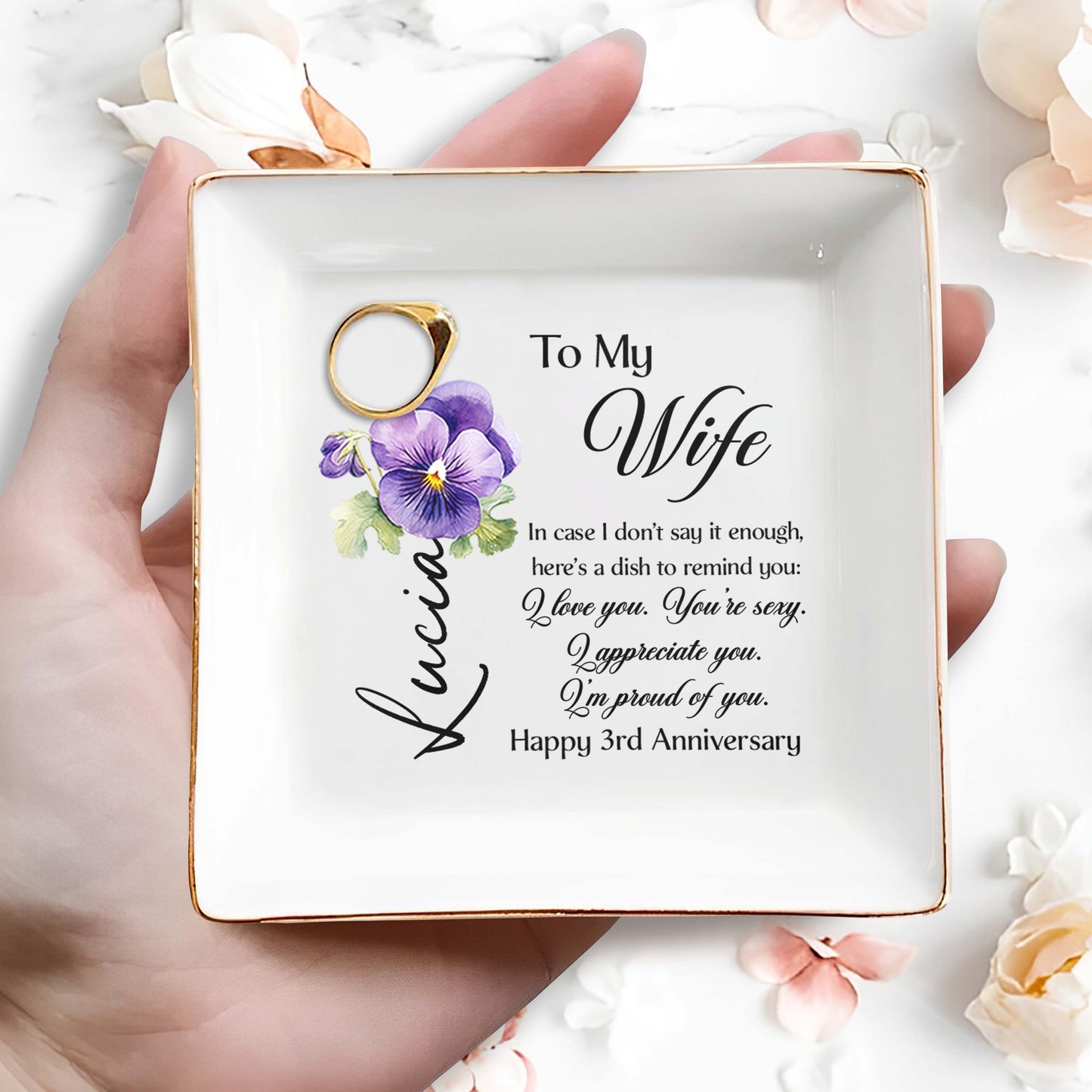 To My Wife Love And Appreciation With Violet Flowers