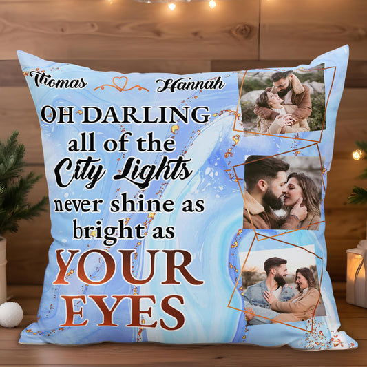City Lights Bright As Your Eyes Personalized Pillow