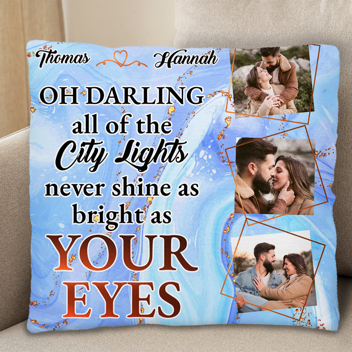 City Lights Bright As Your Eyes Personalized Pillow